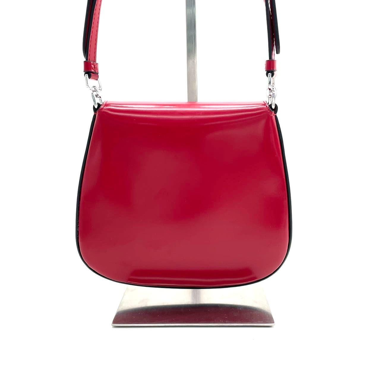 Prada Cleo Flap Red Leather Mini Shoulder bag In Excellent Condition For Sale In AUBERVILLIERS, FR