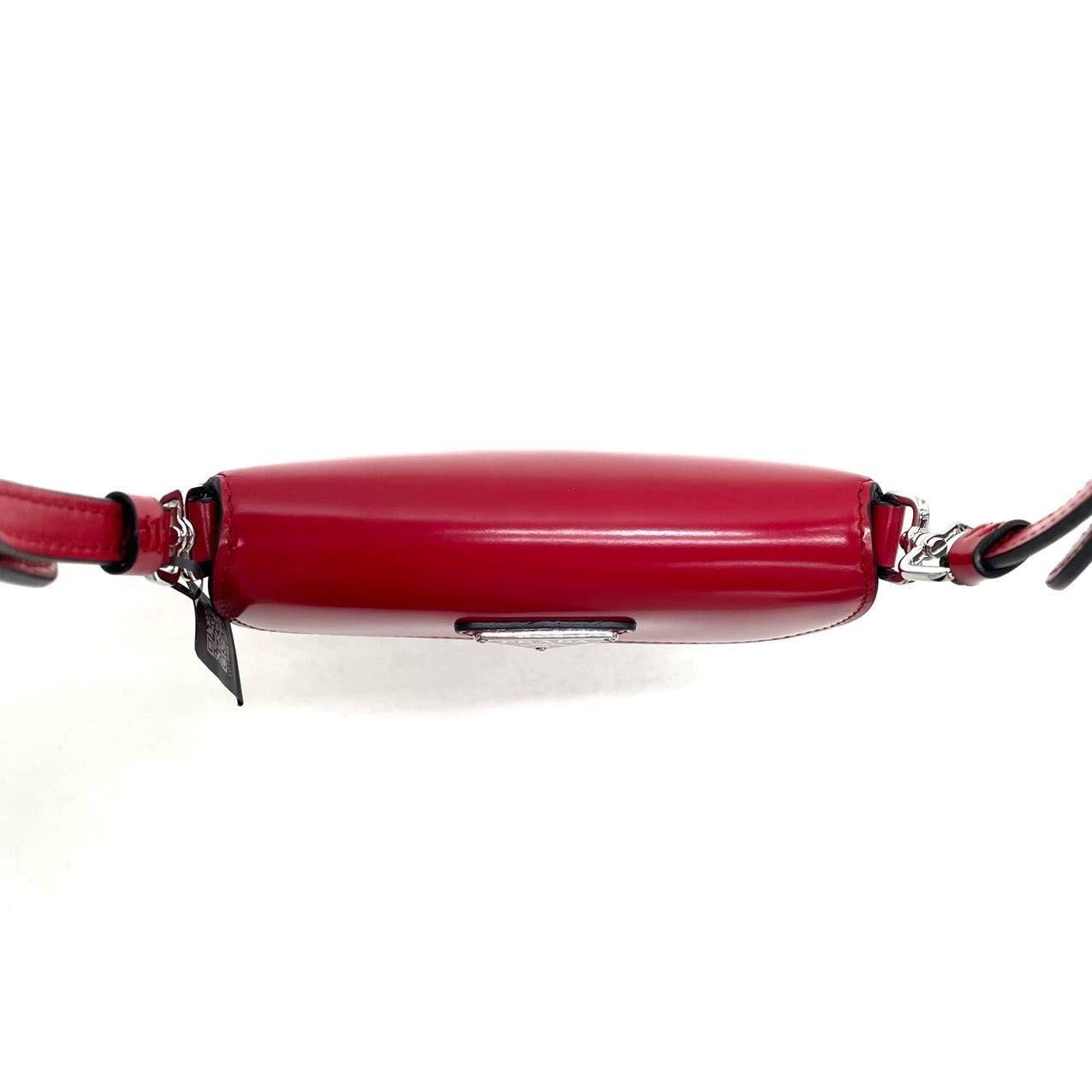 Women's Prada Cleo Flap Red Leather Mini Shoulder bag For Sale