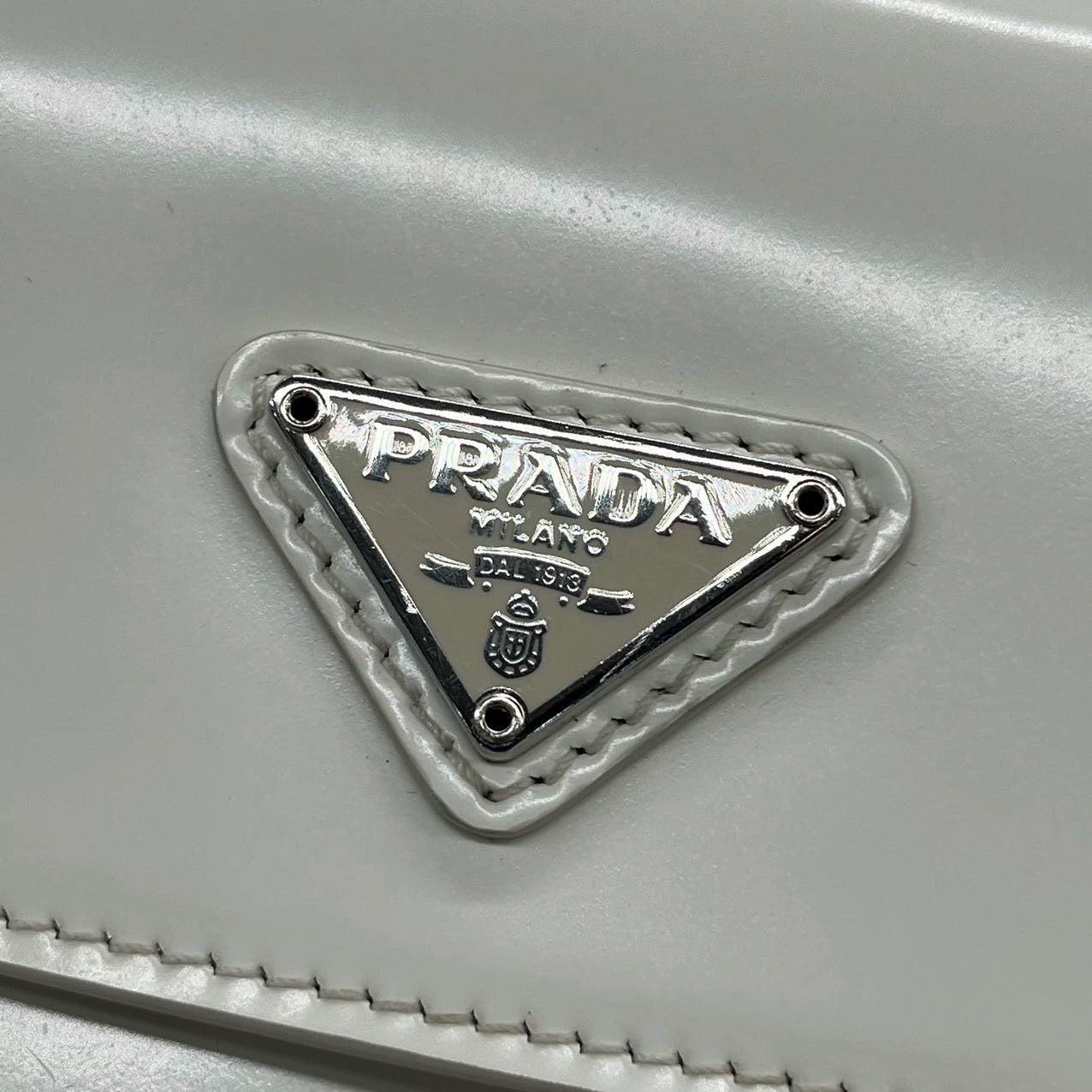 Prada Cleo Flap White Leather Shoulder bag For Sale 10