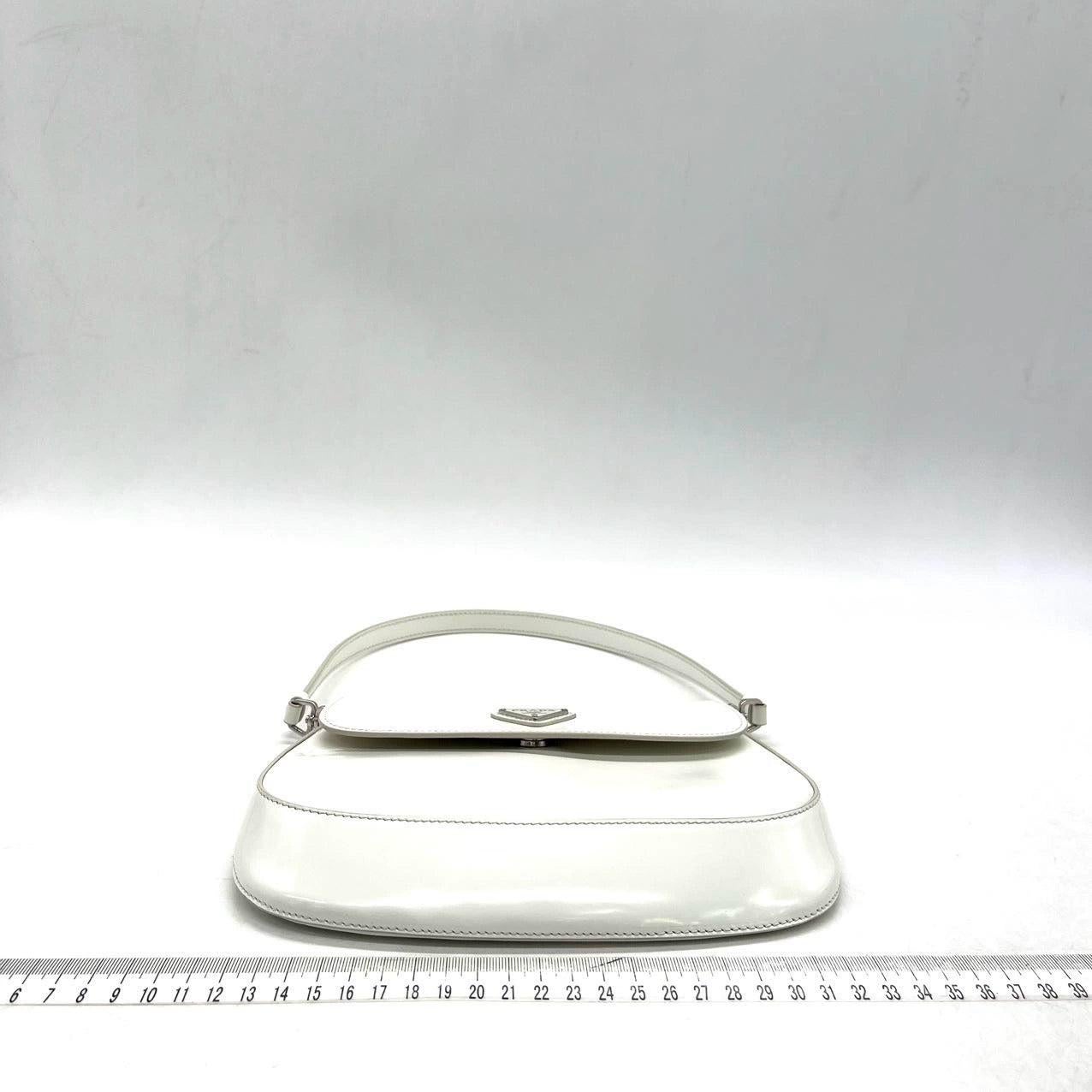 Women's Prada Cleo Flap White Leather Shoulder bag For Sale