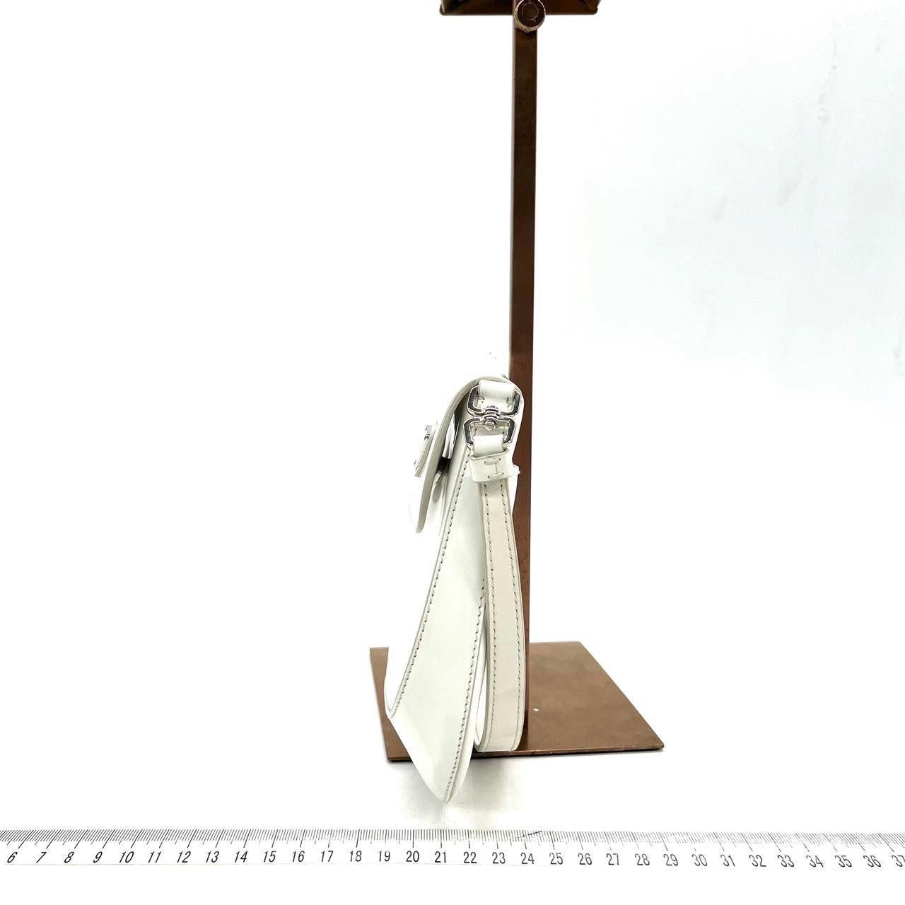 Prada Cleo Flap White Leather Shoulder bag For Sale 2