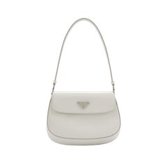 Borsa a tracolla Cleo Flap di Prada in pelle bianca
