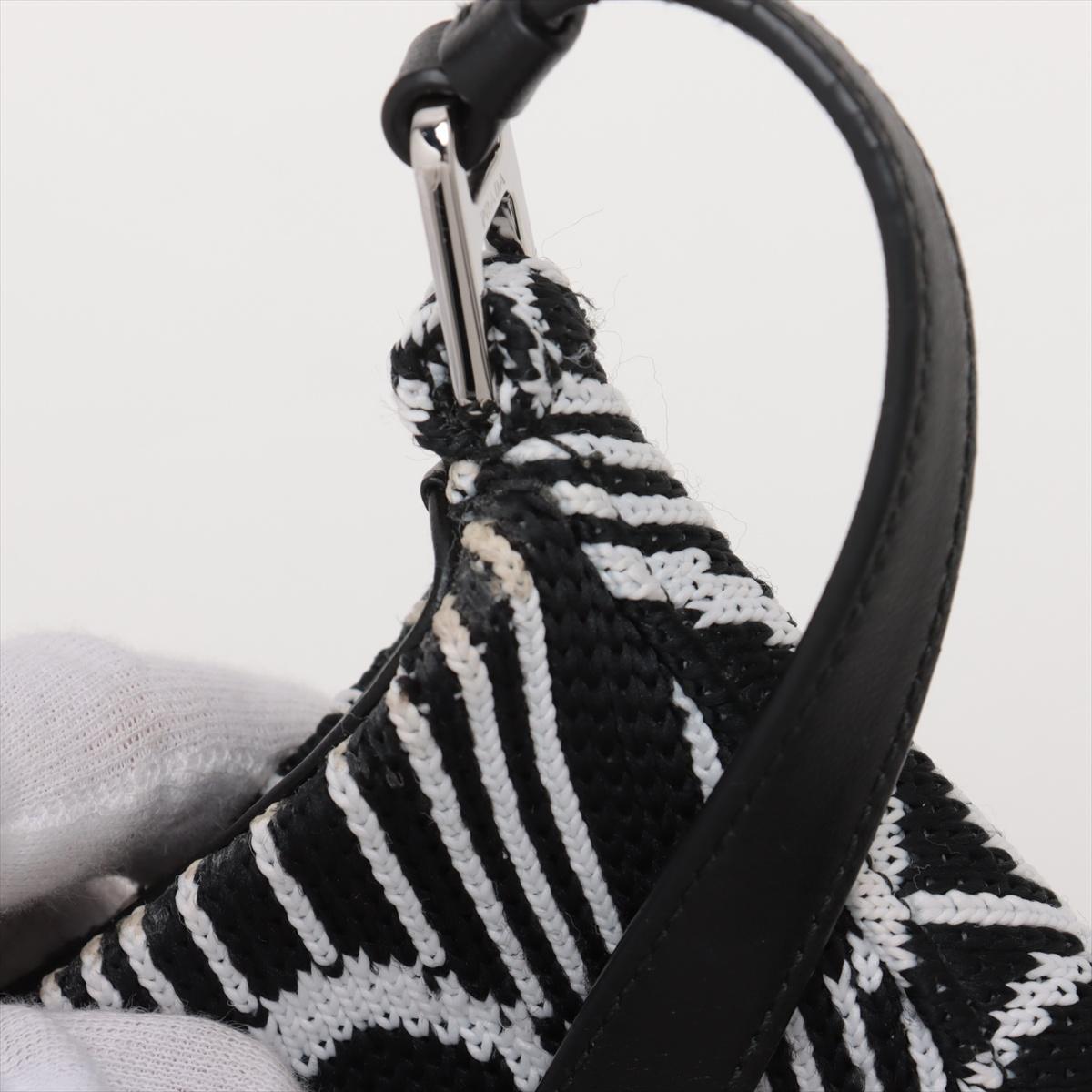 Prada Cleo Jacquard Shoulder Bag Black x White For Sale 7