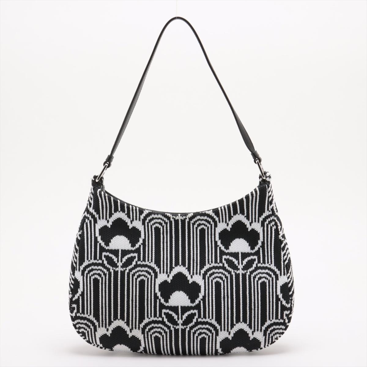 Prada Cleo Jacquard Shoulder Bag Black x White In Good Condition For Sale In Humacao, PR