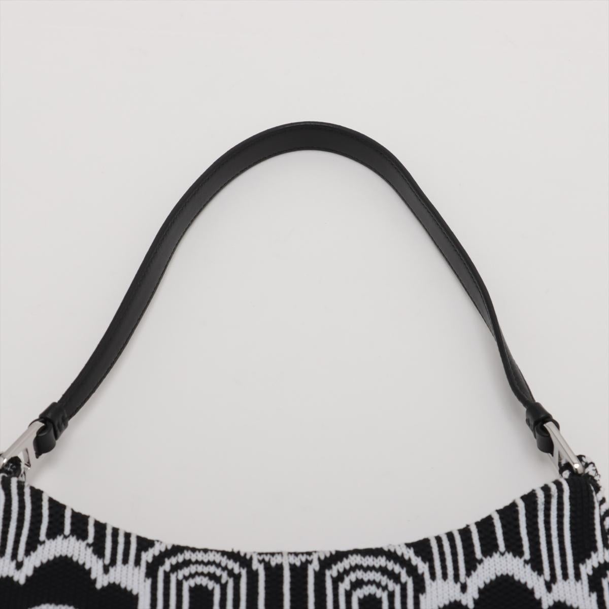 Prada Cleo Jacquard Shoulder Bag Black x White For Sale 3