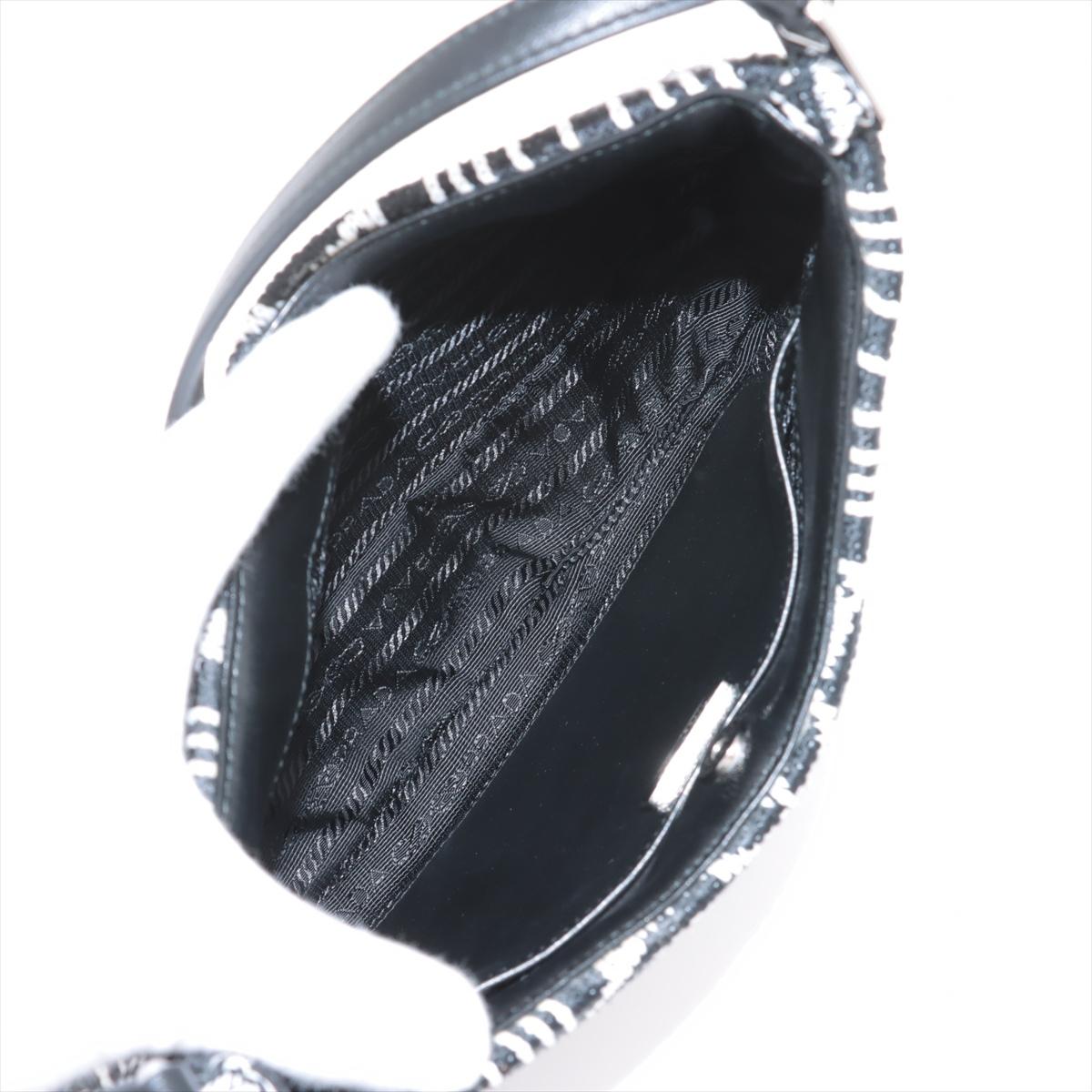 Prada Cleo Jacquard Shoulder Bag Black x White For Sale 4