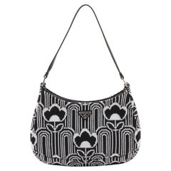 Prada Cleo Jacquard Umhängetasche Schwarz x Weiß