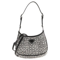 Used Prada Cleo Shoulder Bag Crystal Embellished Satin Small