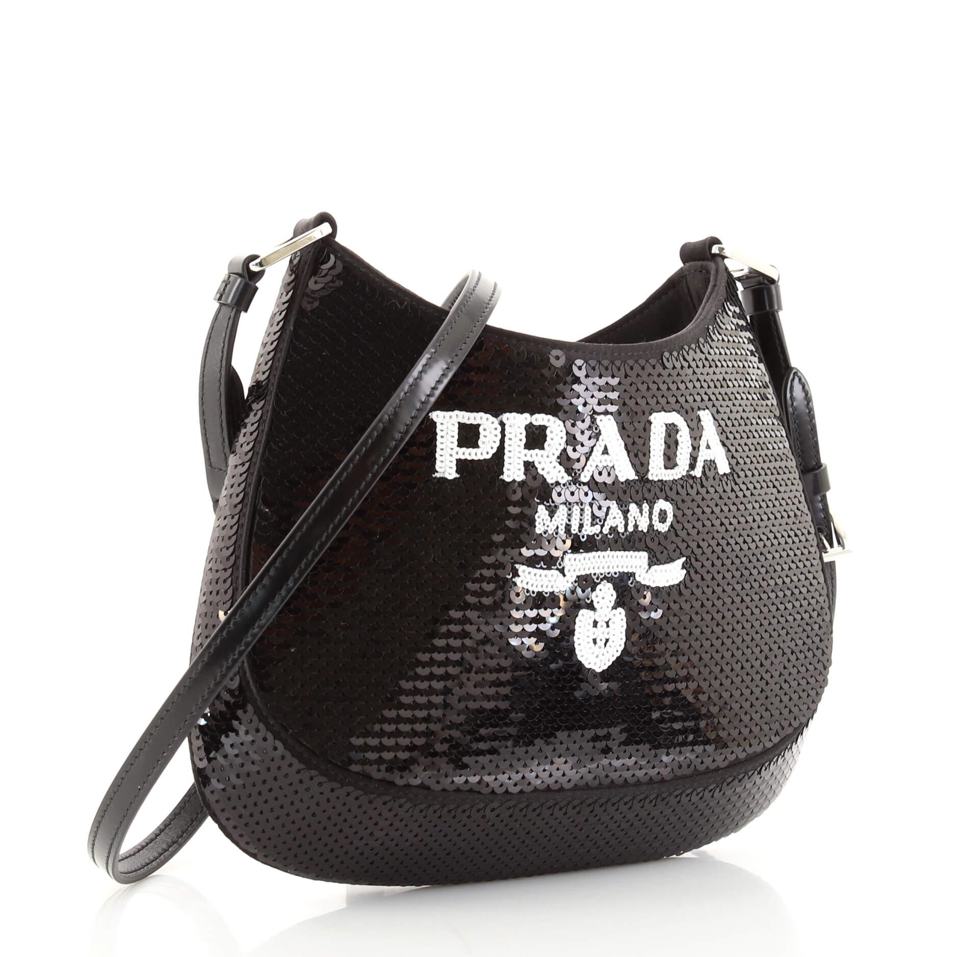 Black Prada Cleo Shoulder Bag Sequins Small