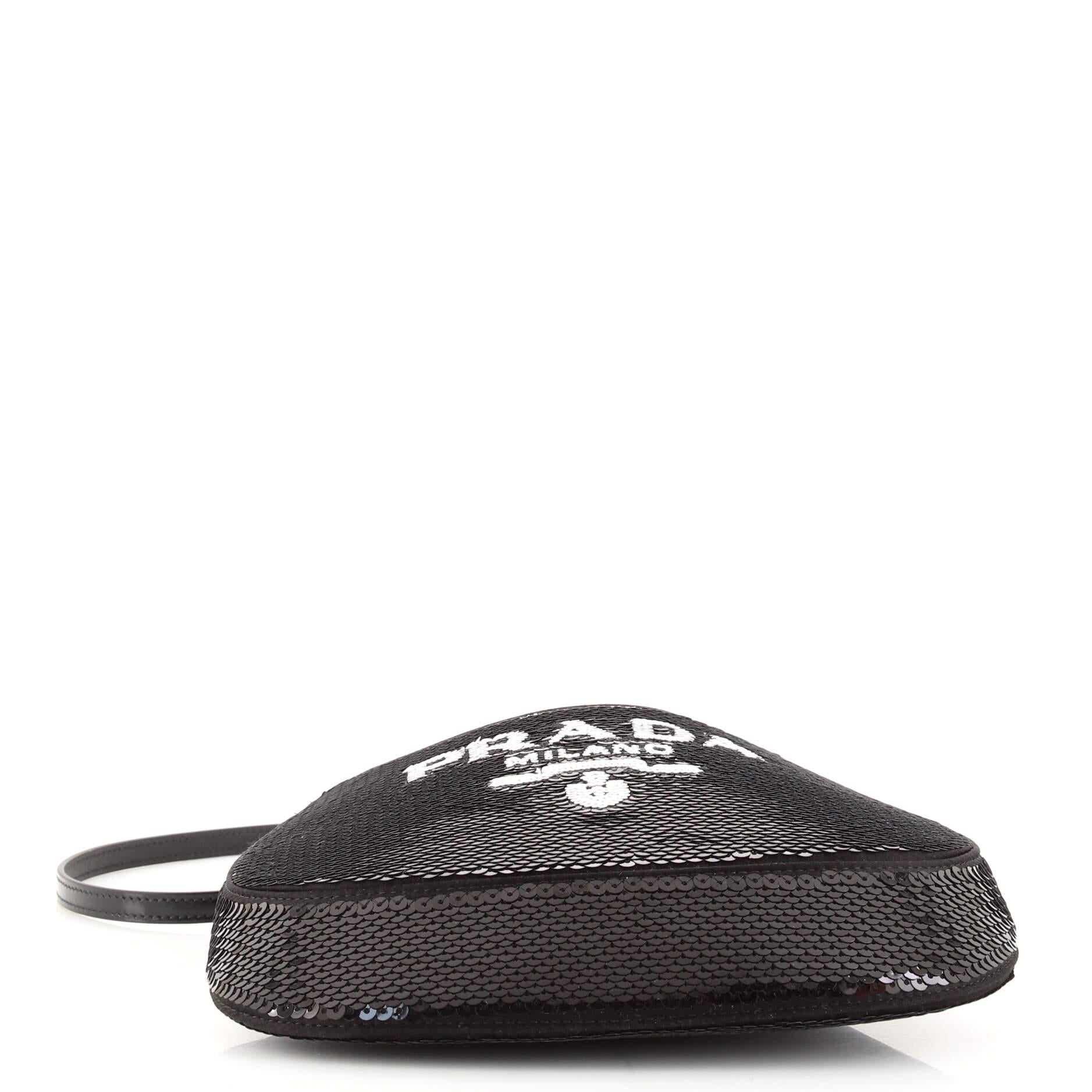 Black Prada Cleo Shoulder Bag Sequins Small