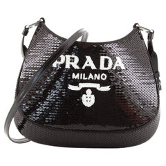 Prada Cleo Umhängetasche mit Pailletten Klein