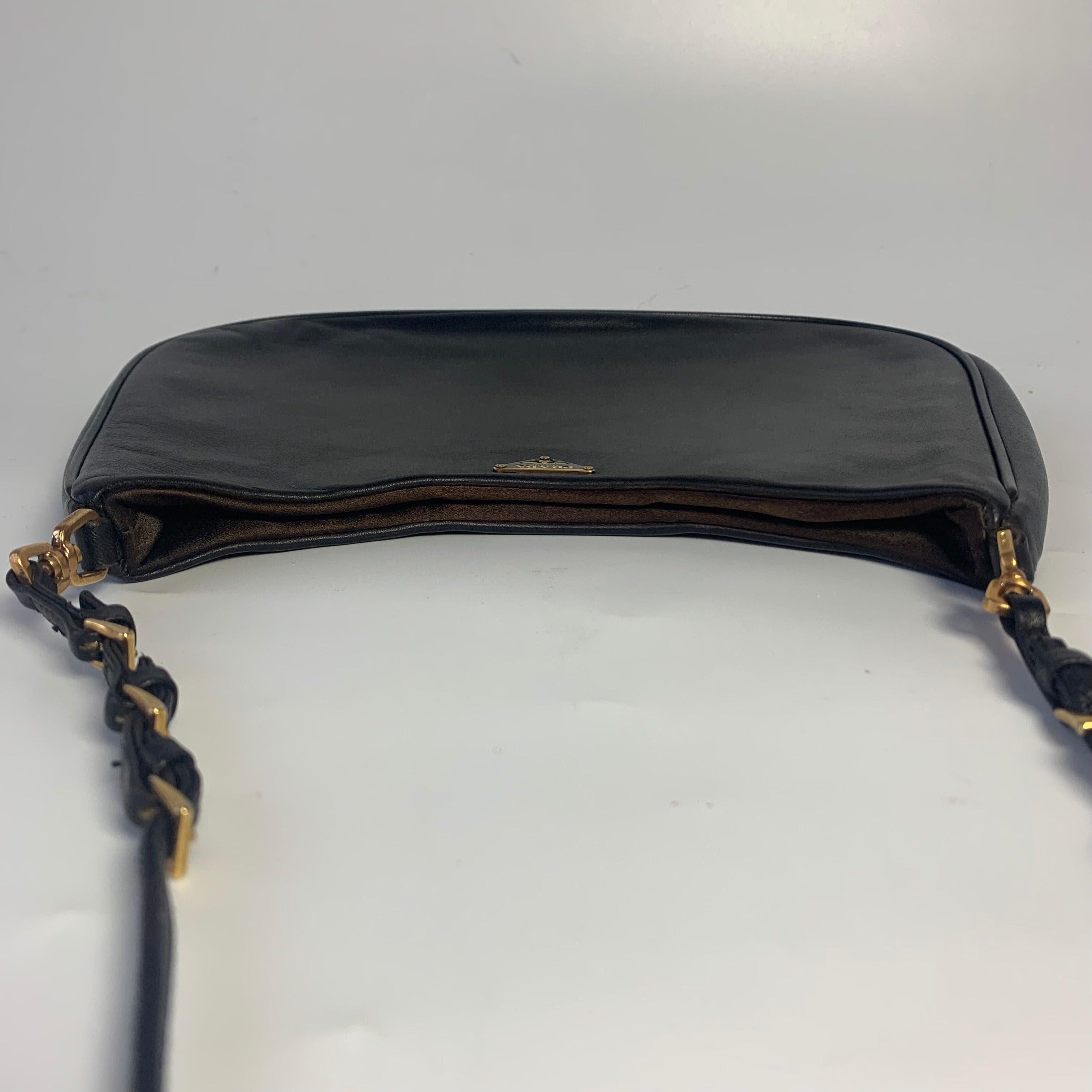 Prada Cleo Vintage Black Leather Gold Hardware 1