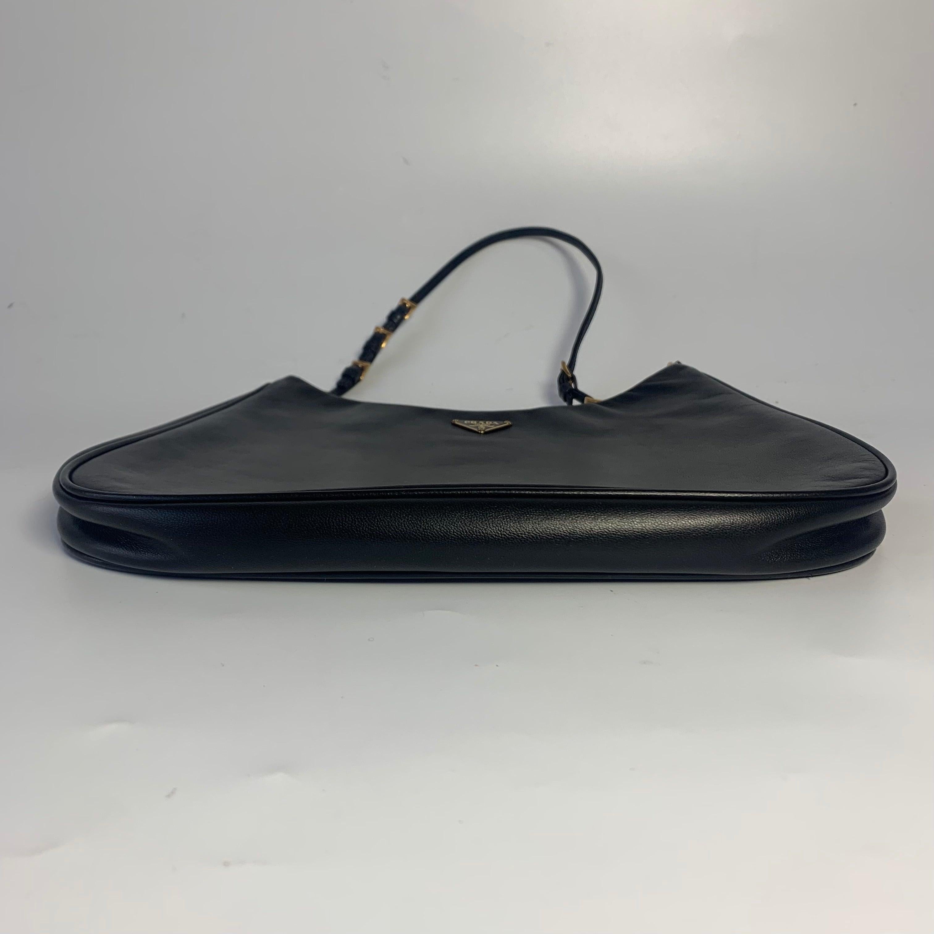 Prada Cleo Vintage Black Leather Gold Hardware 2