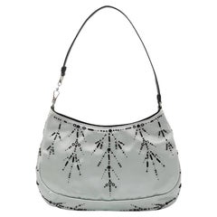 Prada Cleo - Borsa a tracolla vintage con ricamo di perline in seta blu