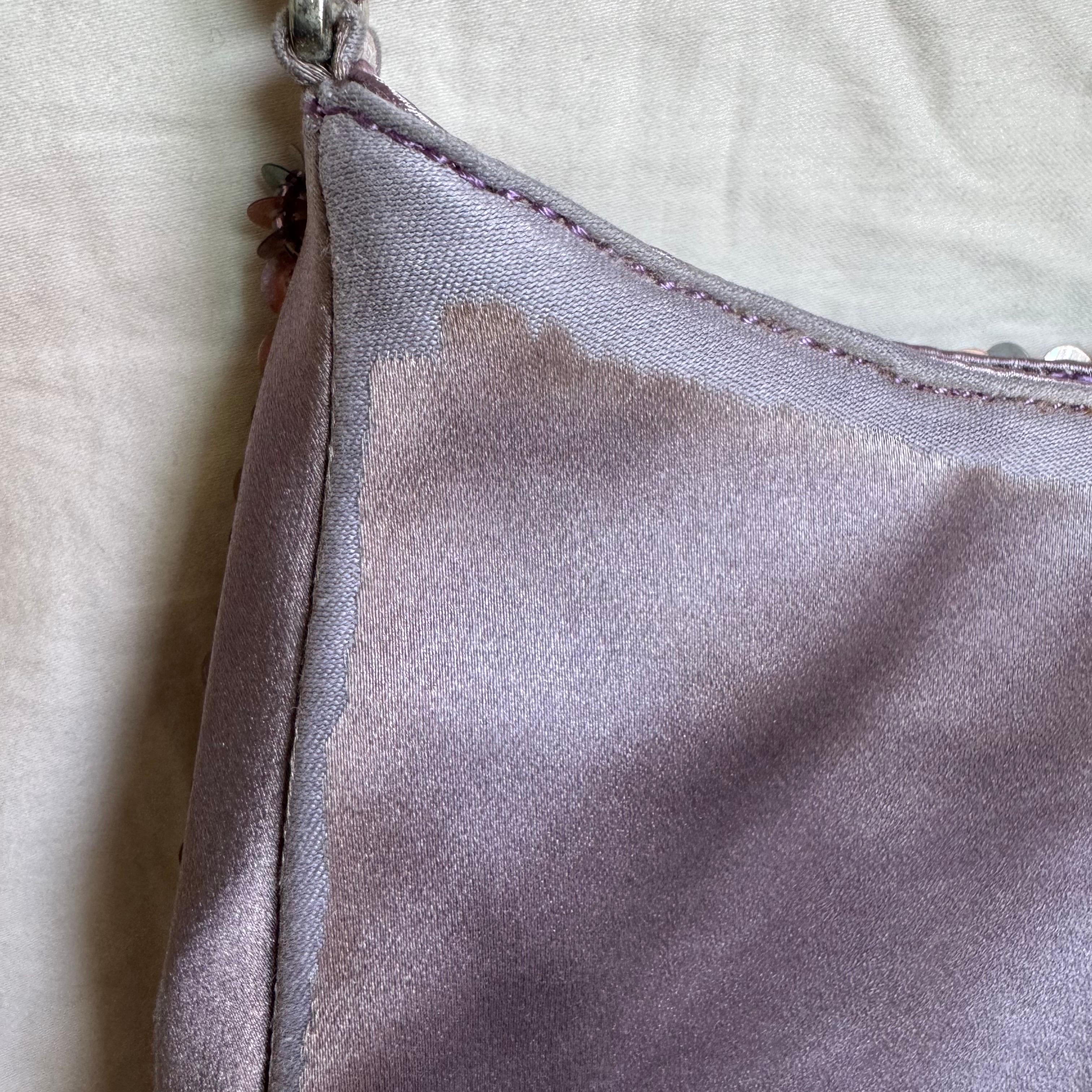 Prada Cleo Vintage Lila Seide und Pailletten Abend Handtasche im Angebot 8