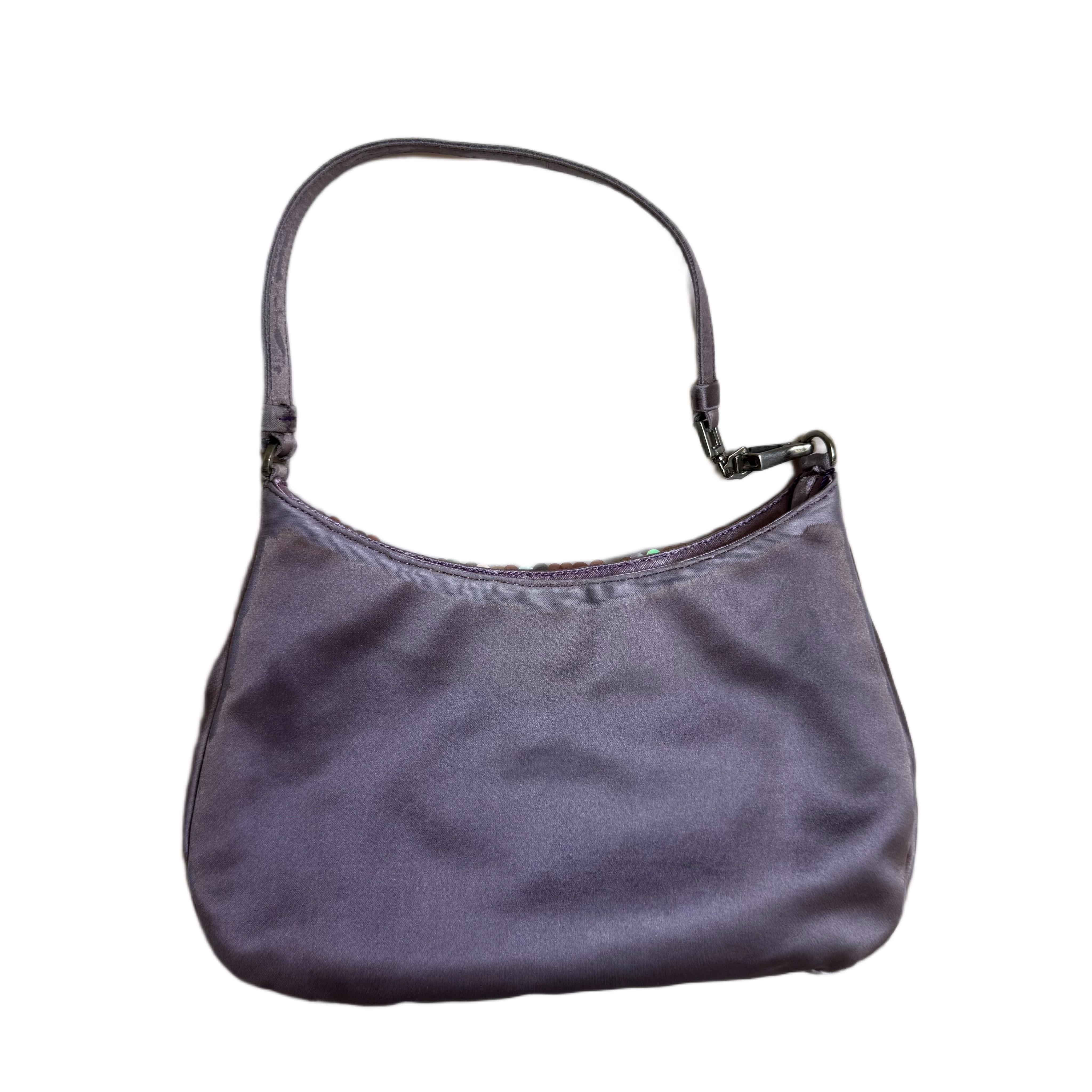 Prada Cleo Vintage Lila Seide und Pailletten Abend Handtasche (Schwarz) im Angebot