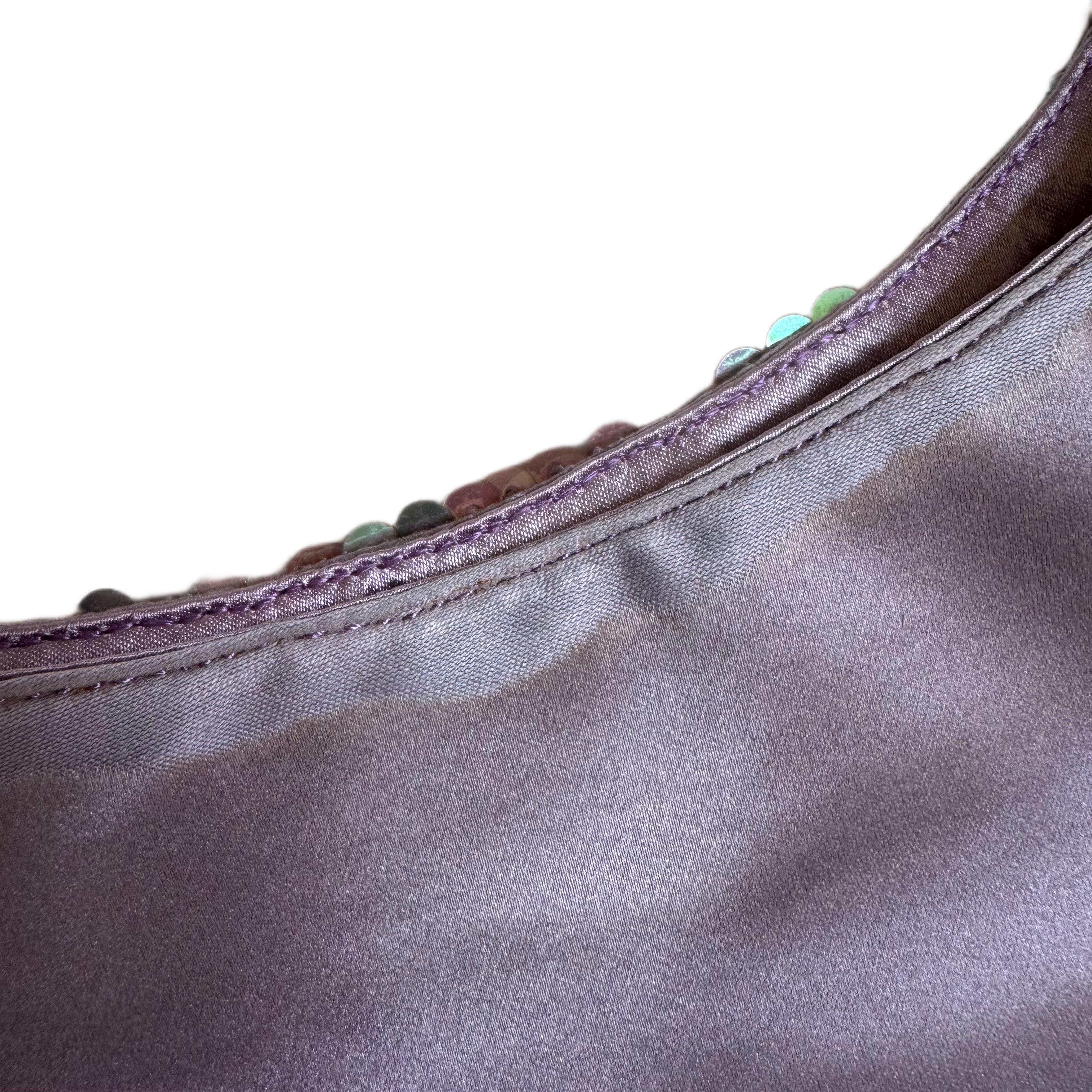 Prada Cleo Vintage Lila Seide und Pailletten Abend Handtasche im Angebot 1