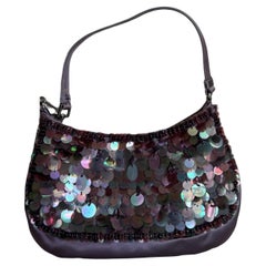 Prada Cleo Vintage Purple Silk and Sequins Evening Handbag