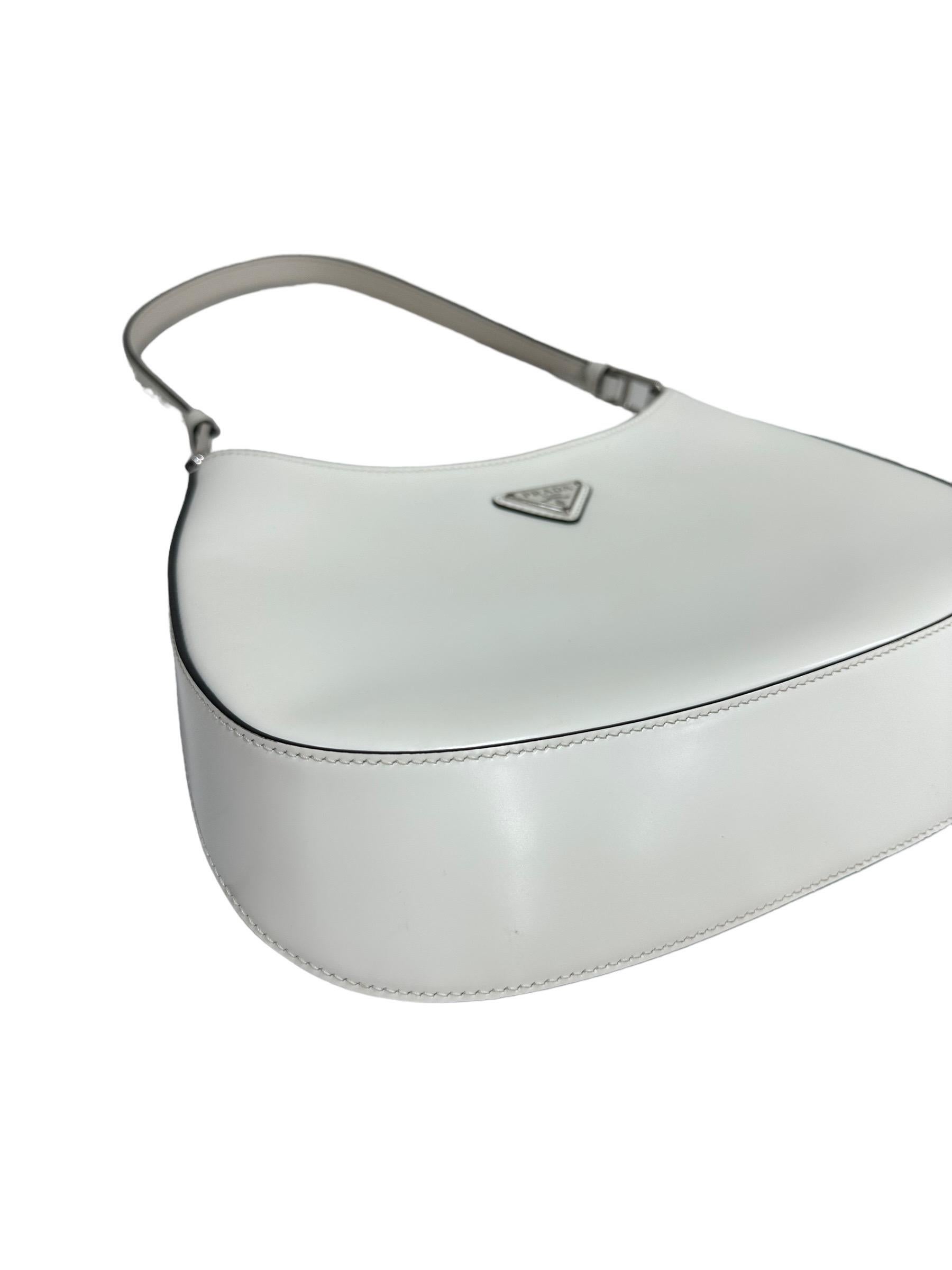 Prada Cleo White Leather Shoulder Bag 6