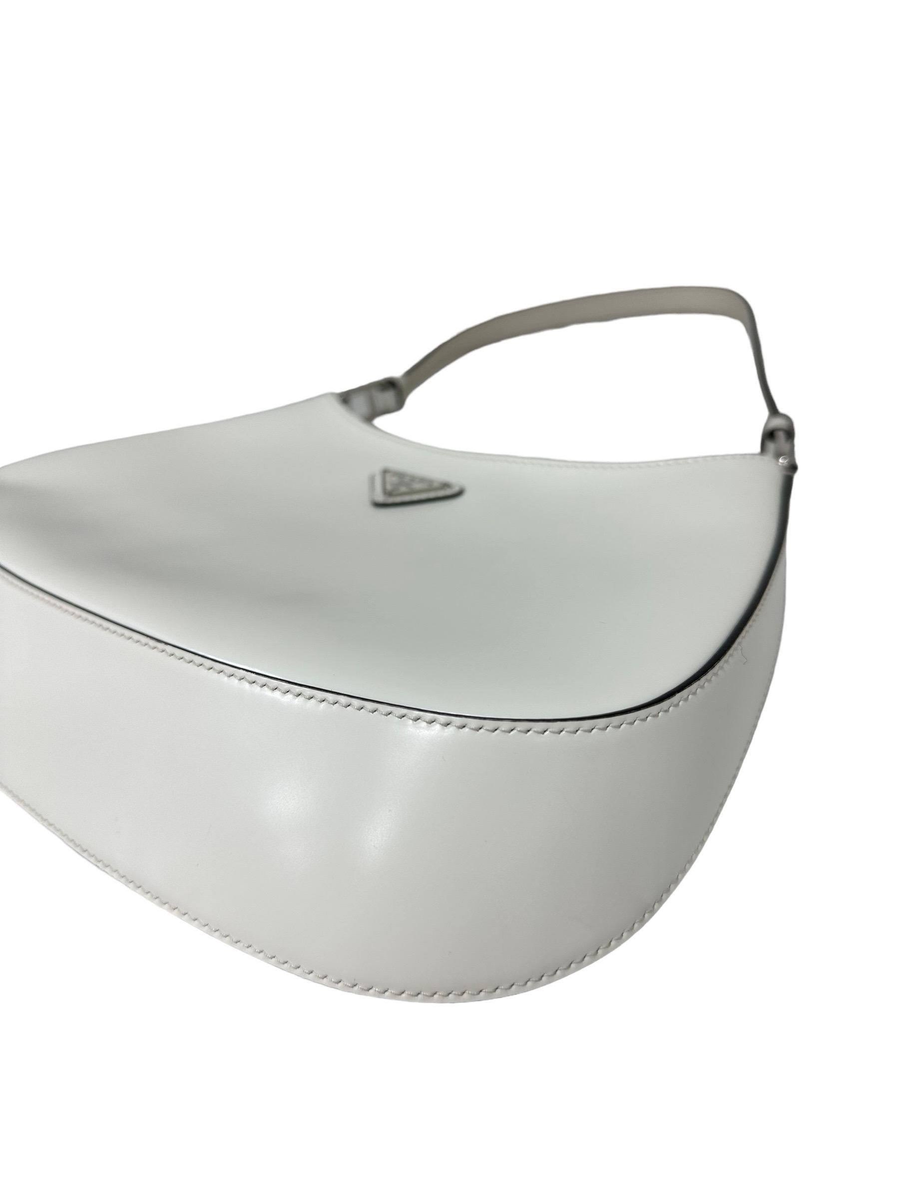Prada Cleo White Leather Shoulder Bag 7