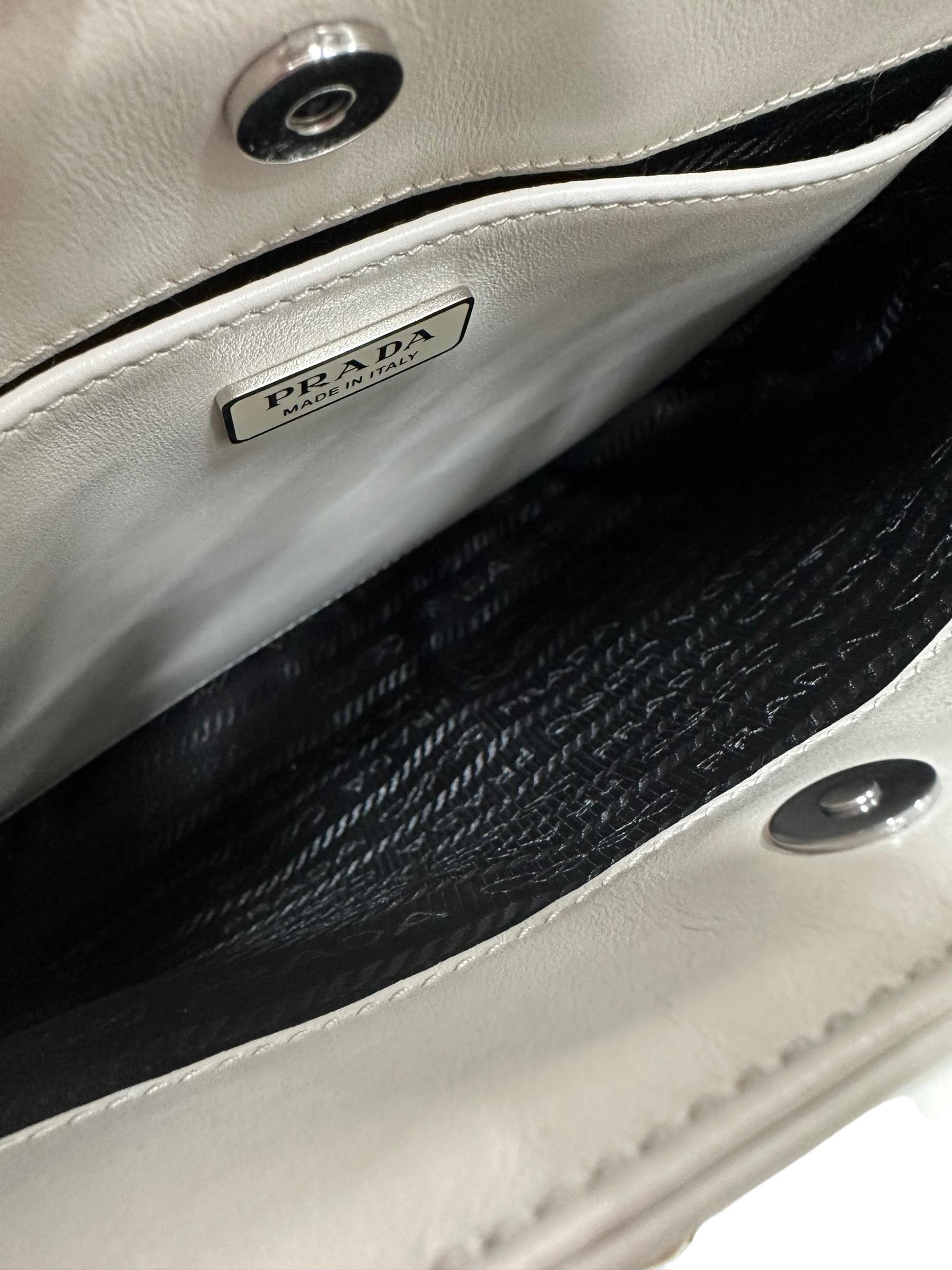 Prada Cleo White Leather Shoulder Bag 8