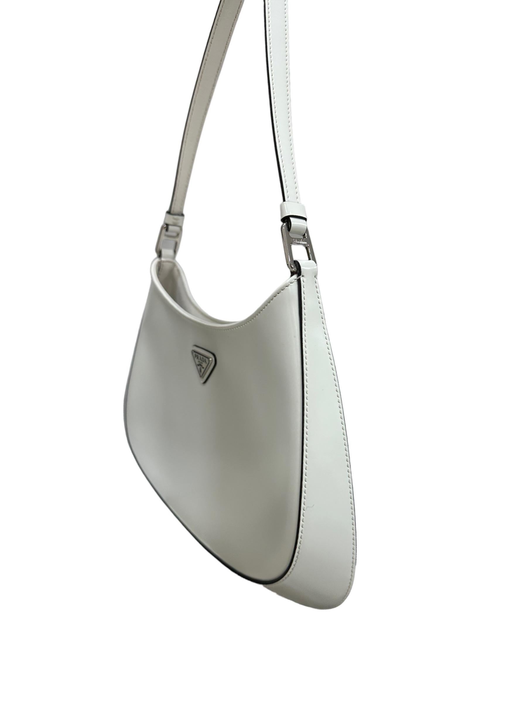 Women's Prada Cleo White Leather Shoulder Bag