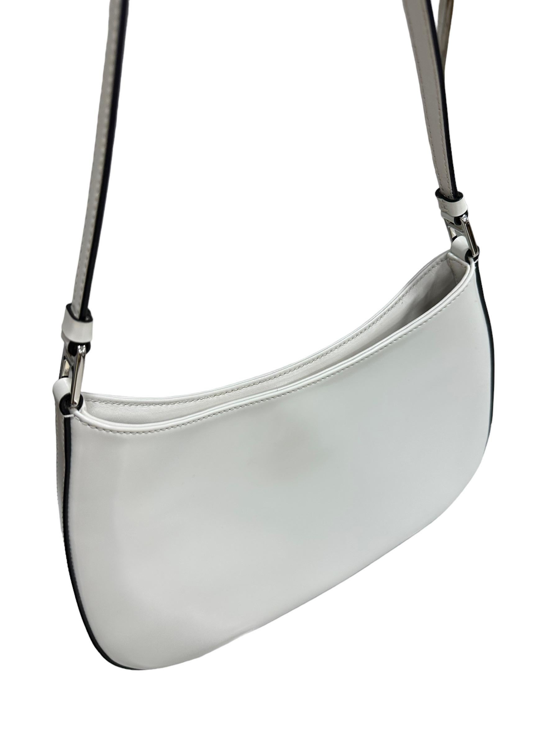 Prada Cleo White Leather Shoulder Bag 1