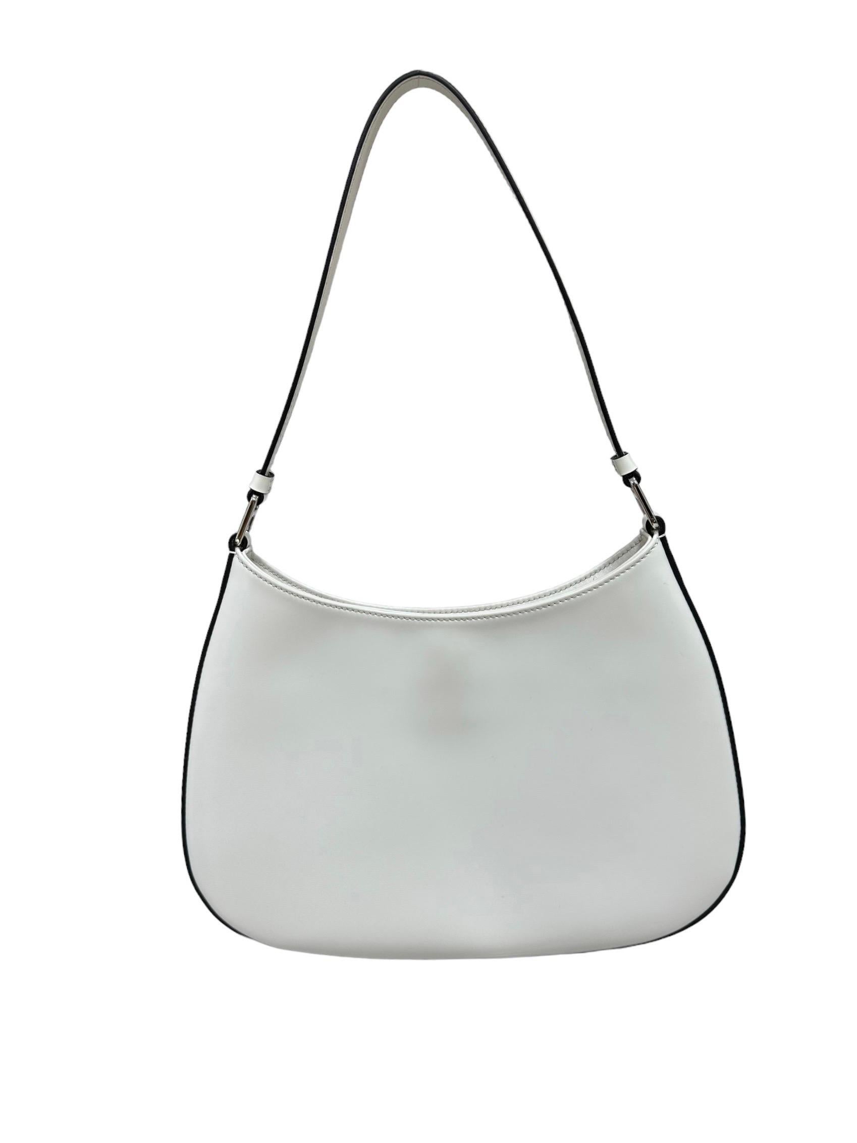 Prada Cleo White Leather Shoulder Bag 2