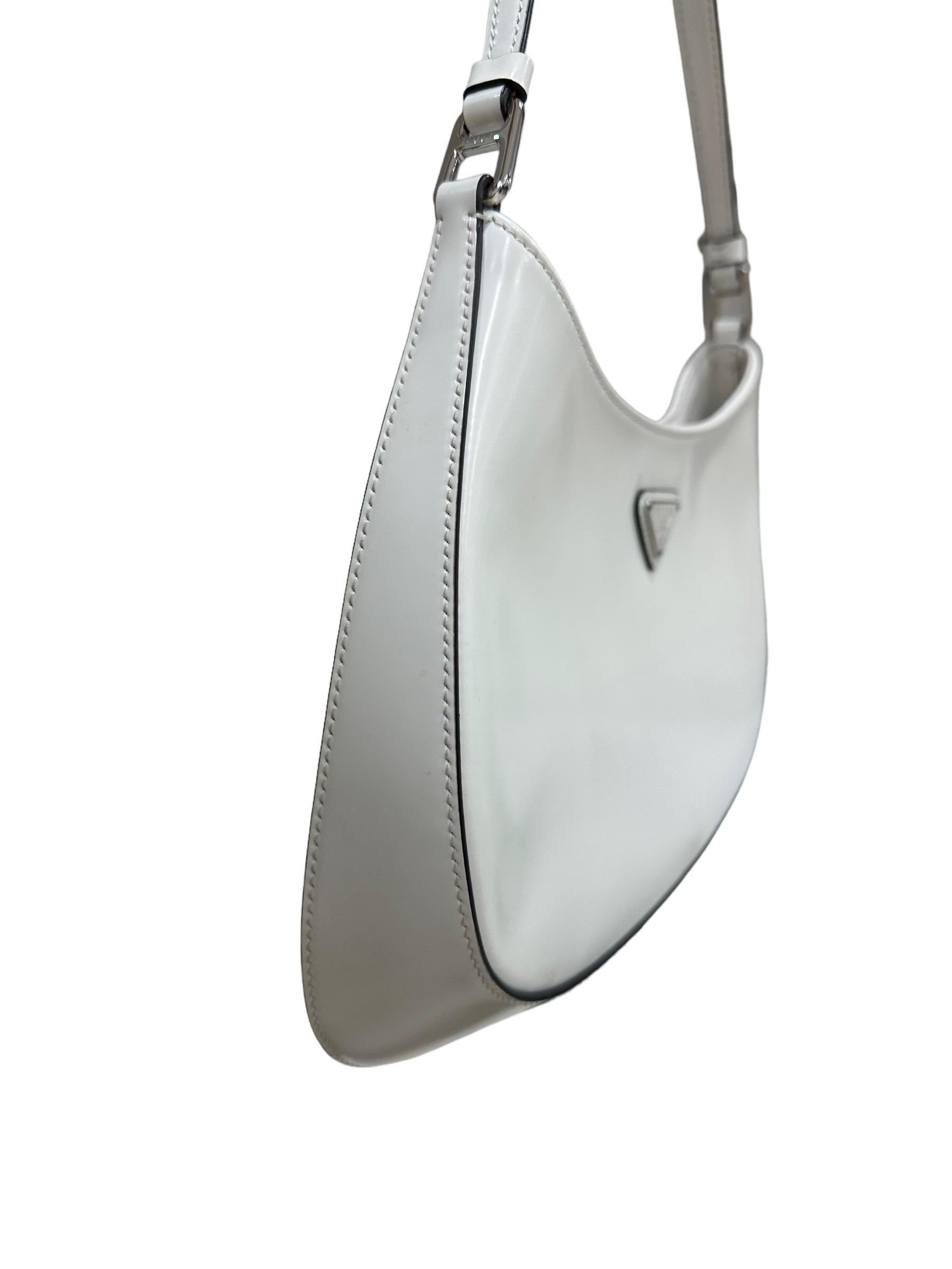 Prada Cleo White Leather Shoulder Bag 3
