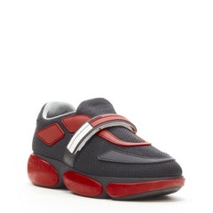 PRADA Cloudbust black red mesh logo strap low top sneakers EU35.5
