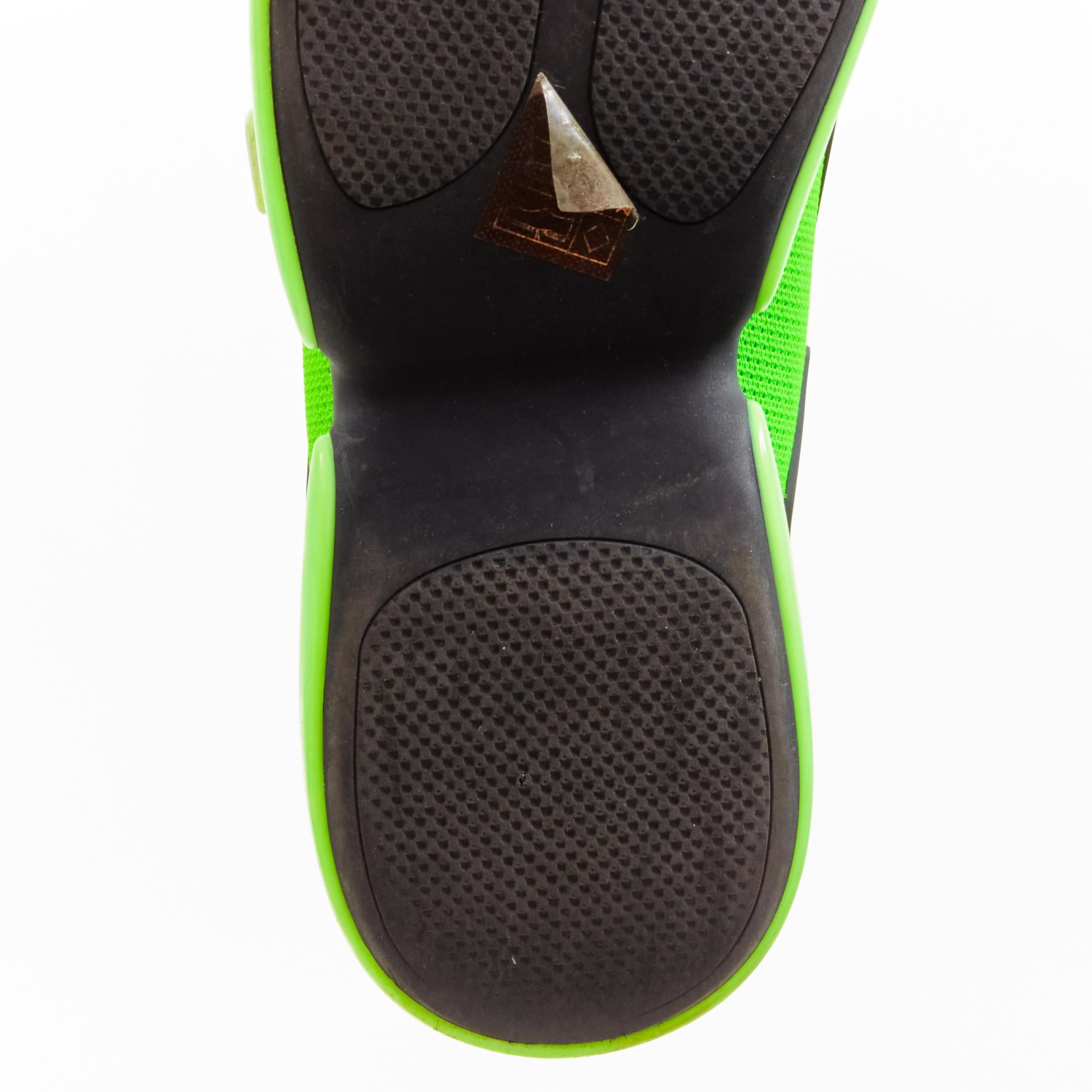 PRADA Cloudbust neon fluorescent green mesh logo strap low top sneakers EU35.5 For Sale 3