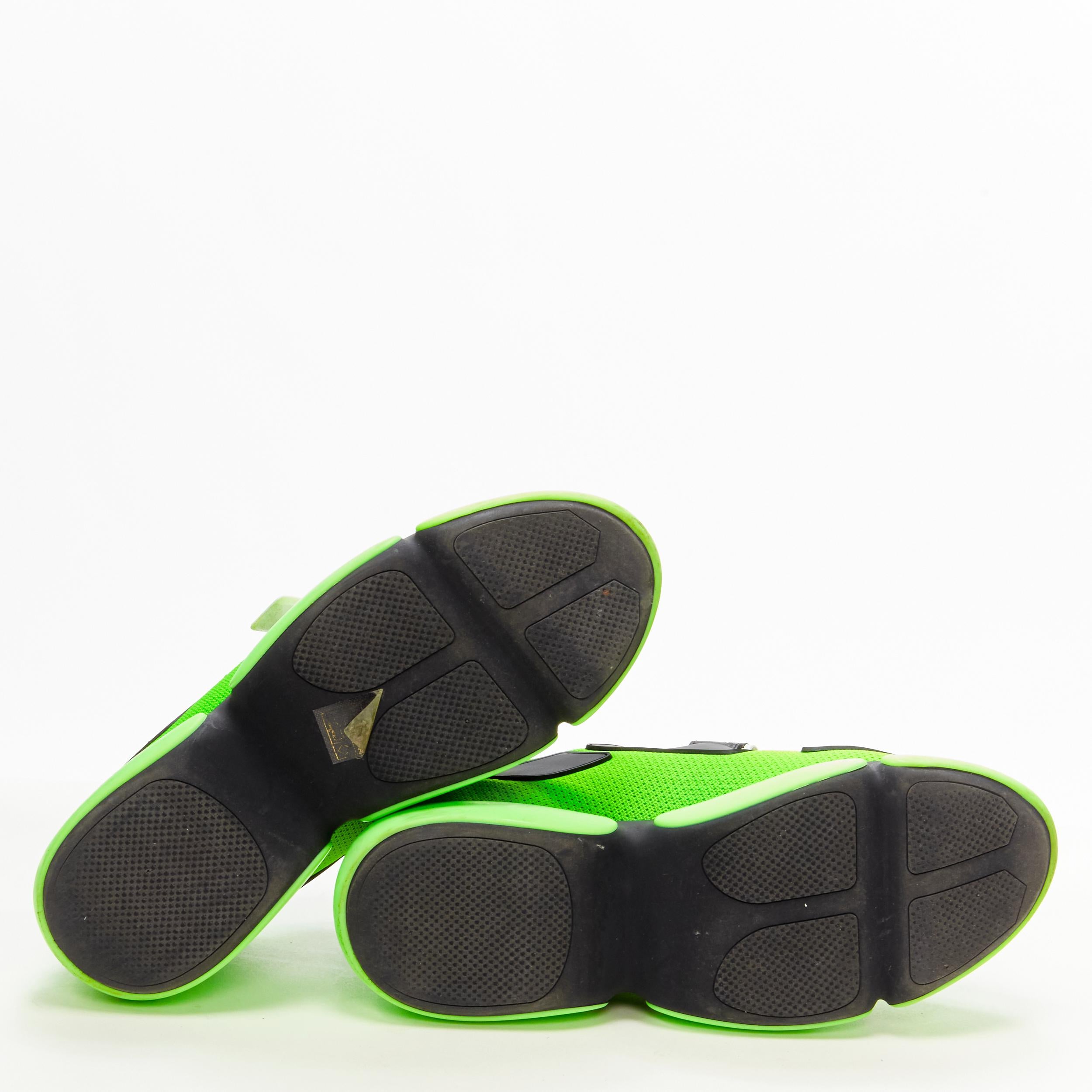 PRADA Cloudbust neon fluorescent green mesh logo strap low top sneakers EU35.5 For Sale 4