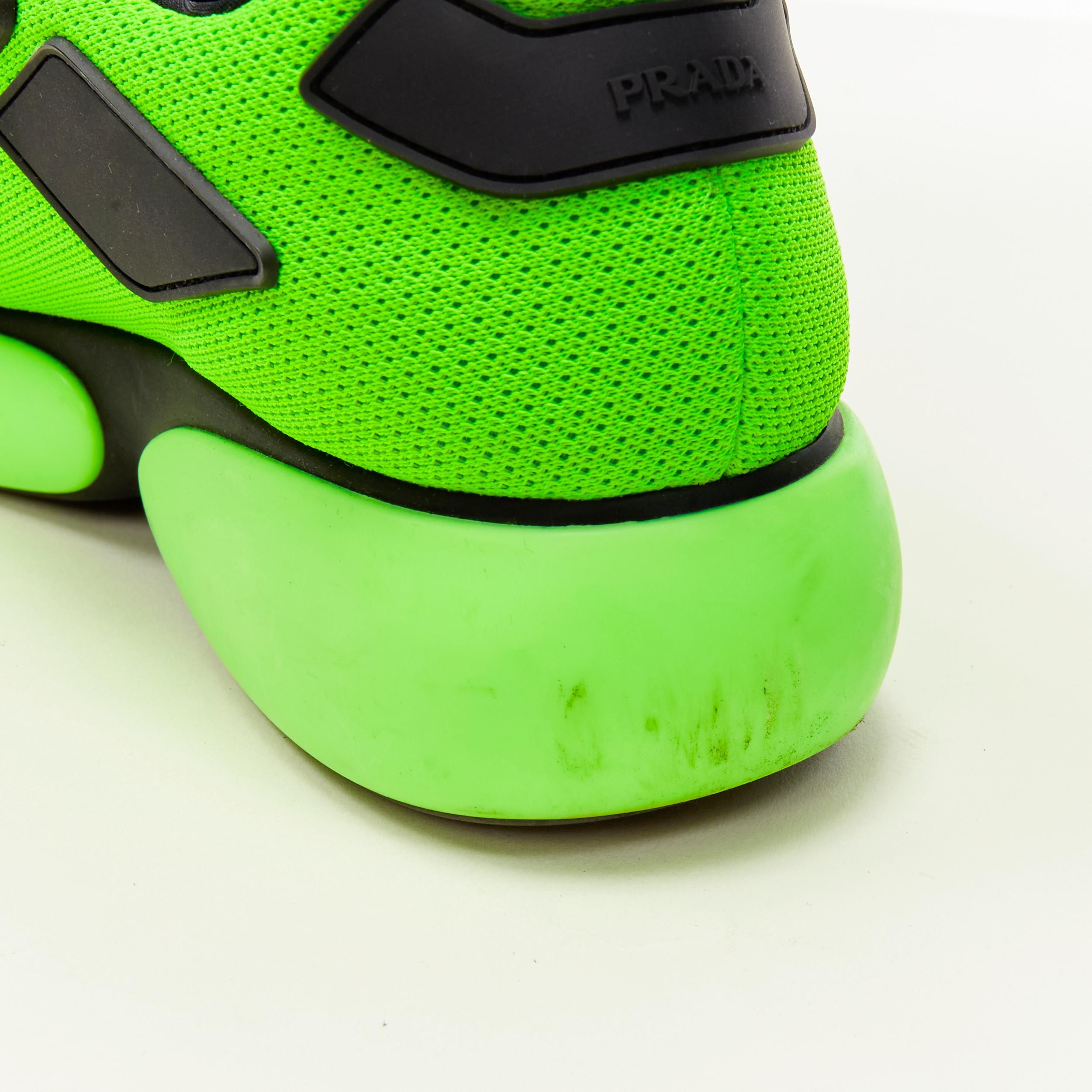 PRADA Cloudbust neon fluorescent green mesh logo strap low top sneakers EU35.5 In Good Condition For Sale In Hong Kong, NT