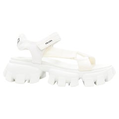 PRADA Cloudbust Thunder weiße Sandalen mit geriffeltem Sockel und Nylonband EU37,5