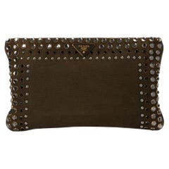 Prada Clutch Studs Medium Denim Green