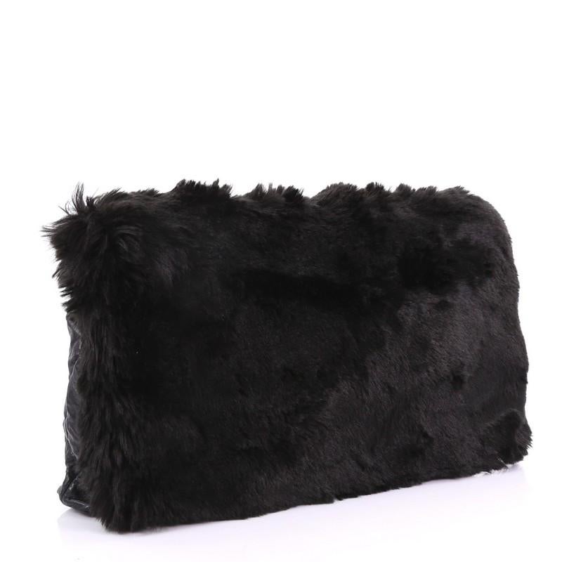 Black Prada Clutch Faux Fur Oversized