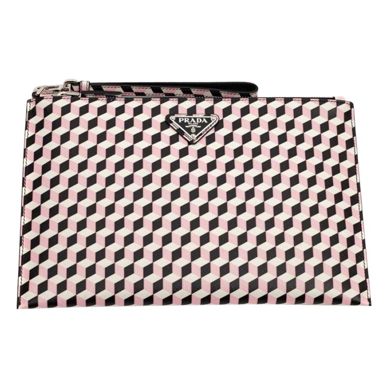 PRADA Clutch With Black, Pink And White Patterns