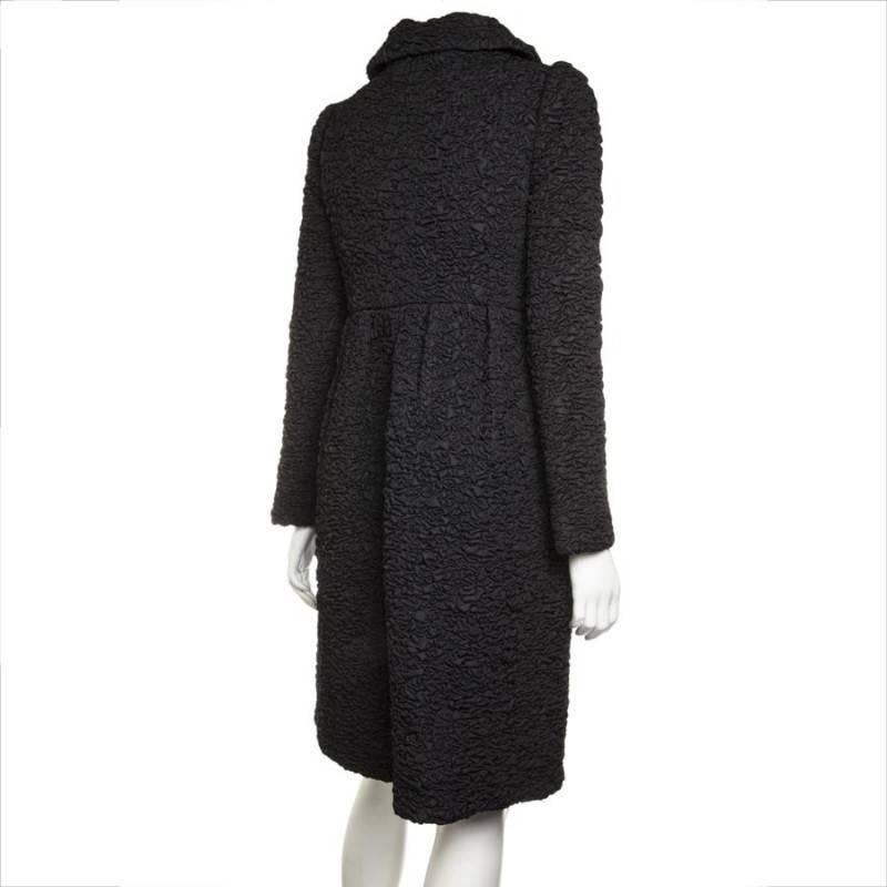 Women's PRADA Coat in Black Blistered Fabric Size 40IT