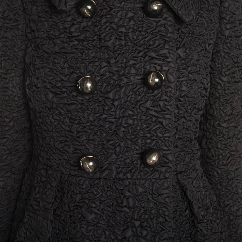 PRADA Coat in Black Blistered Fabric Size 40IT 1