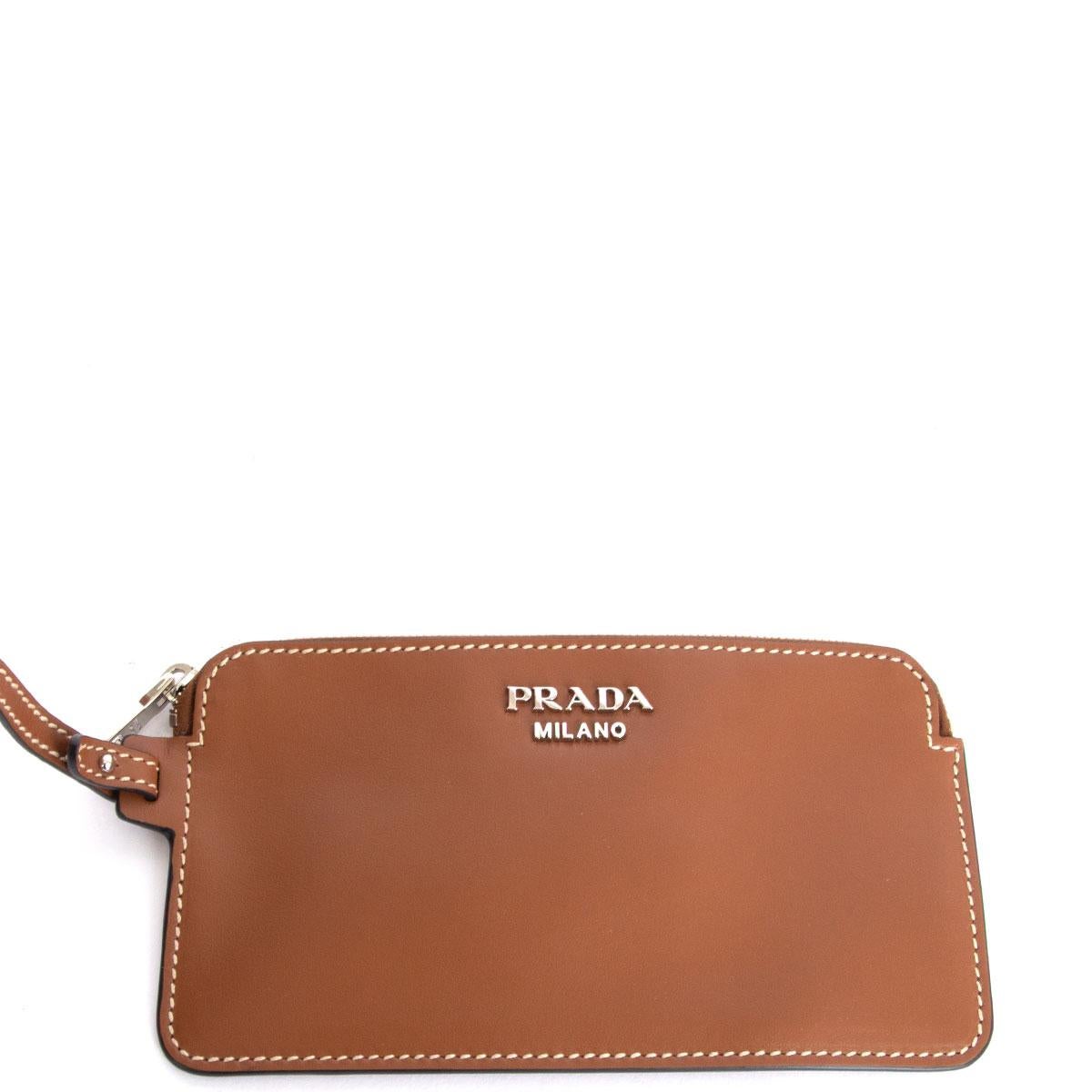 Women's PRADA cognac brown leather TAMBOUR Bucket Bag w Rope Detail