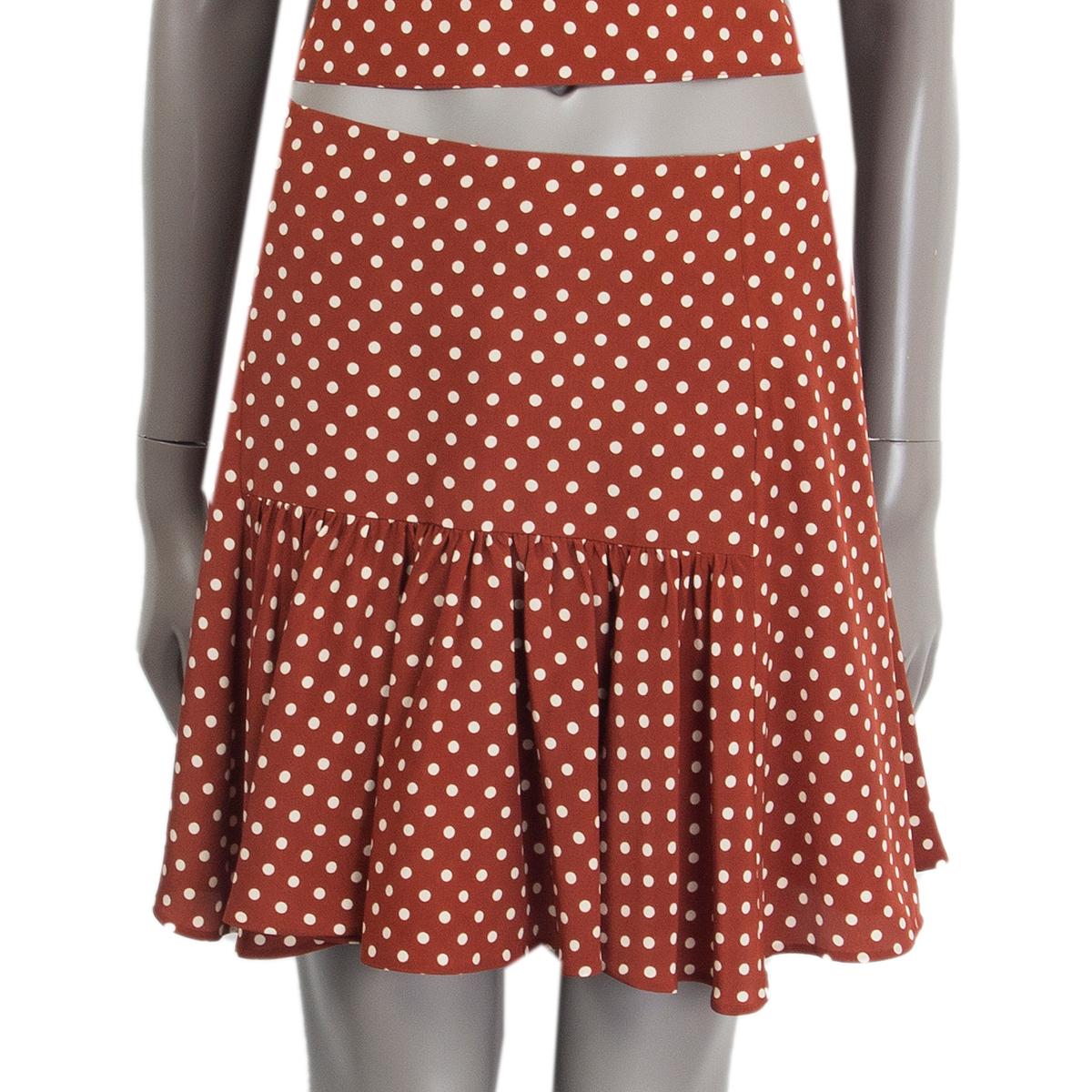 brown skirt with white polka dots