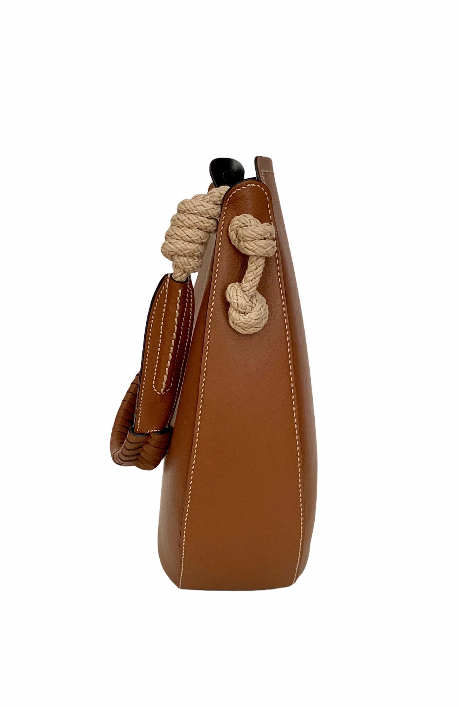 Brown Prada Cognac Leather Bag with Cord Details