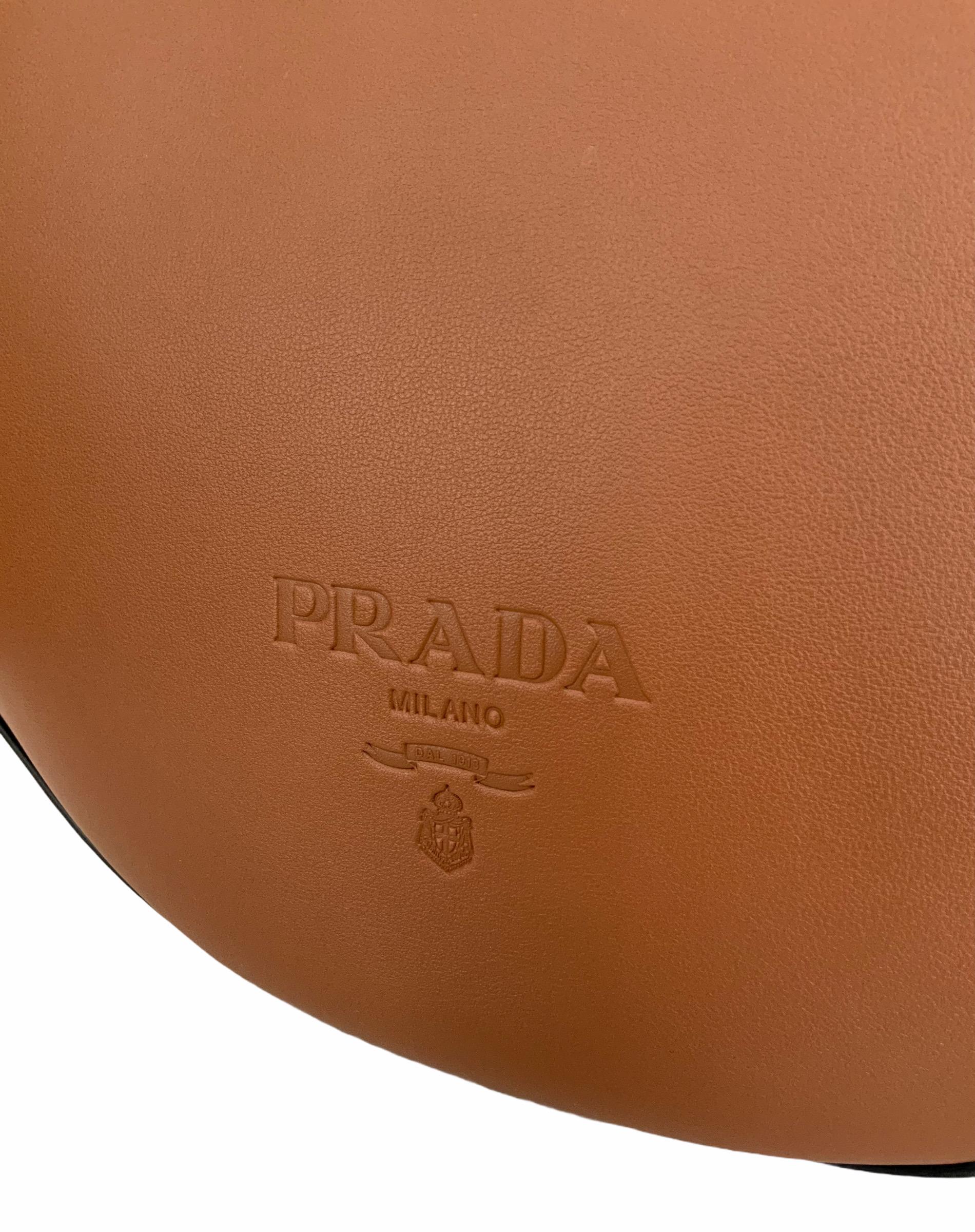 Prada Cognac Leather Bag with Cord Details In Excellent Condition In Geneva, CH