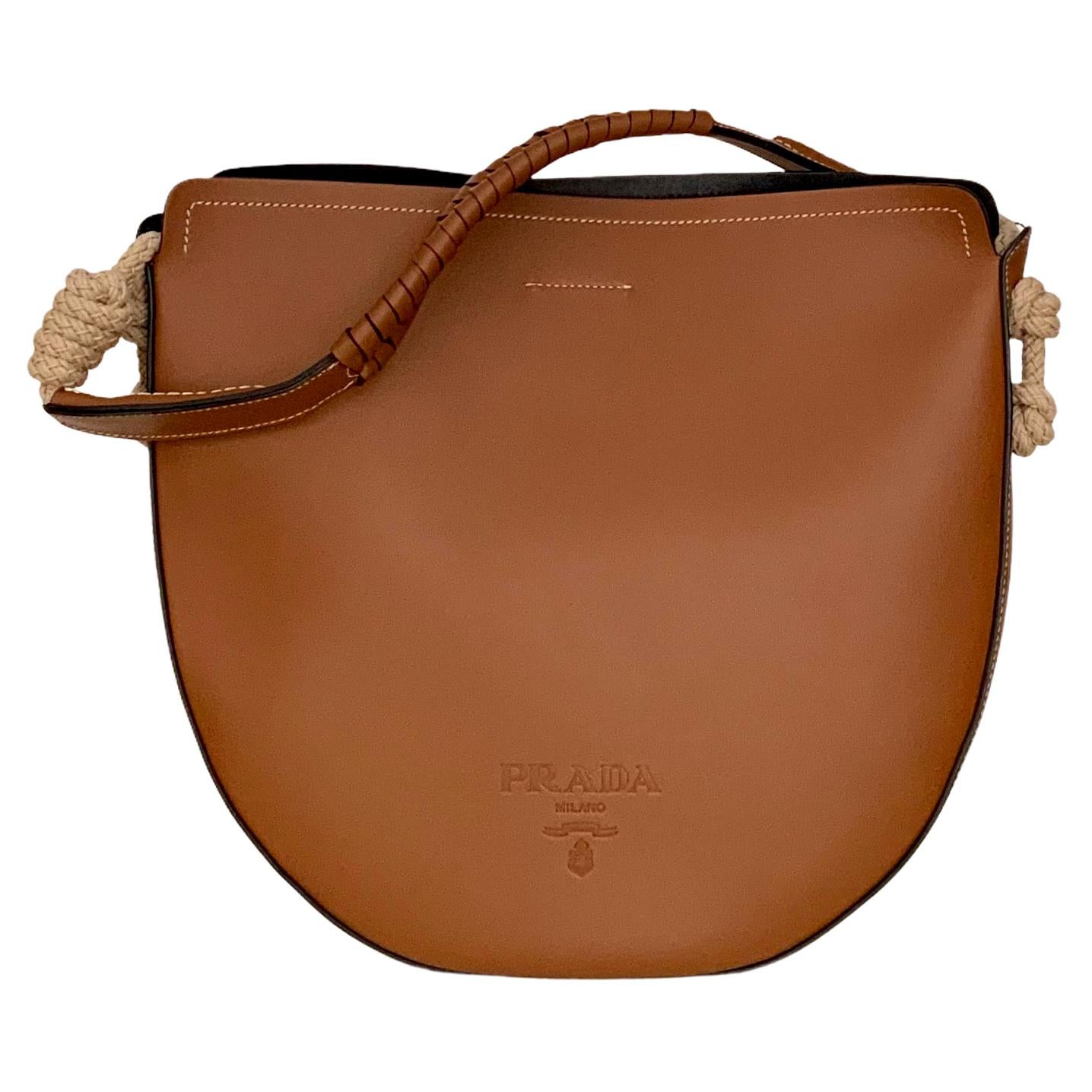 Prada Cognac Leather Bag with Cord Details