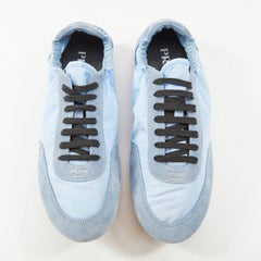 PRADA Collapse ReNylon light blue suede elasticized lowtop sneakers UK7 EU41