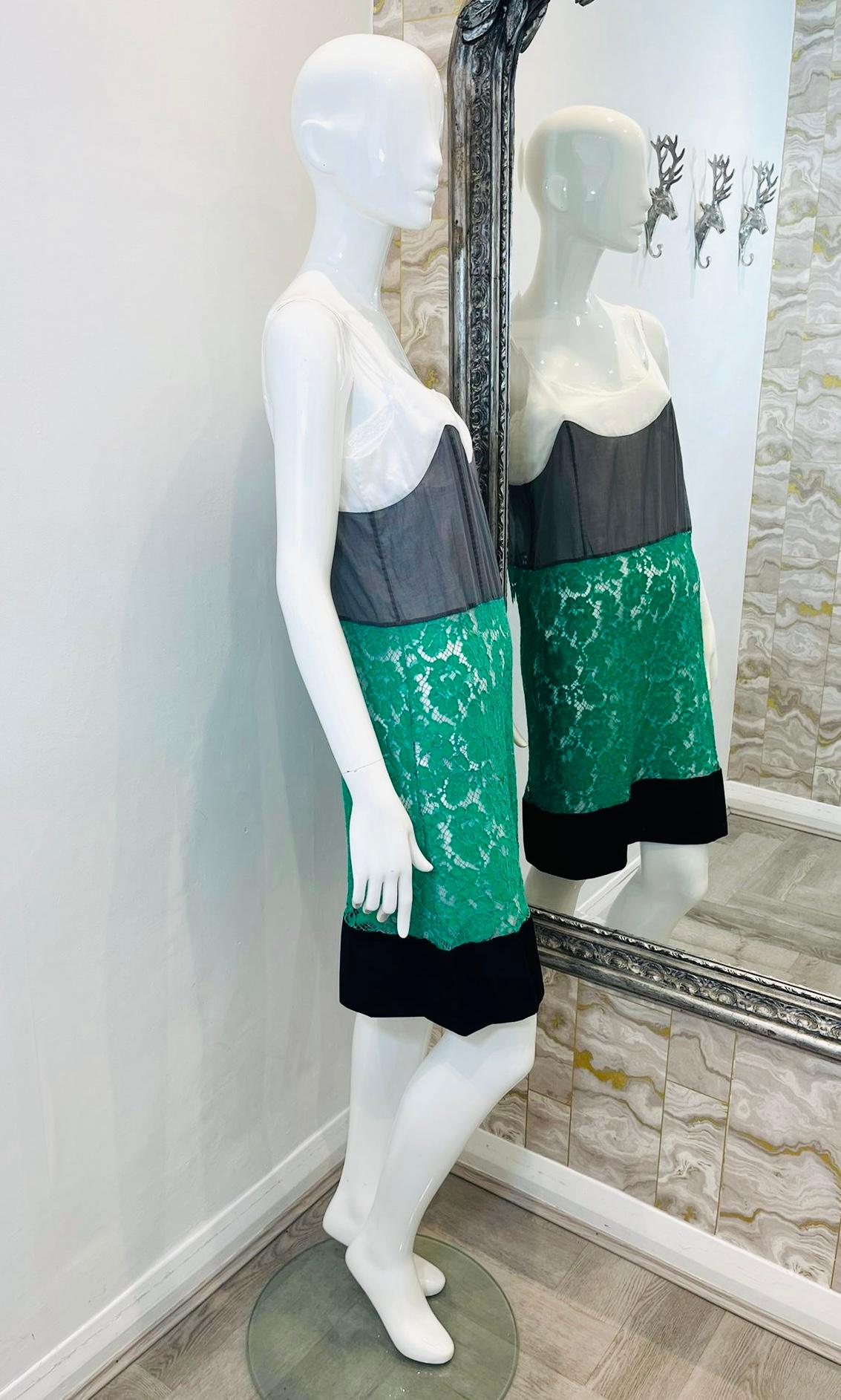 Prada Colorblock Cotton Dress In Excellent Condition In London, GB