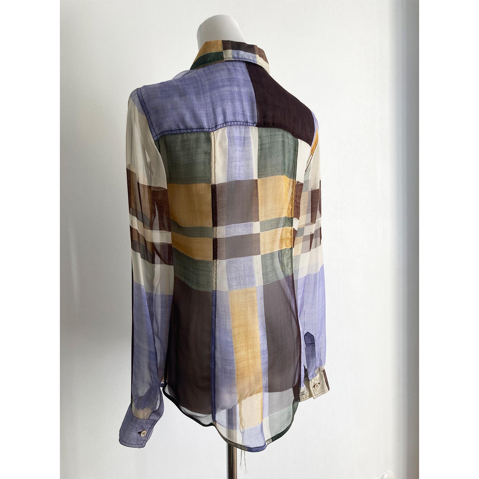 Prada Colour Block Silk Shirt Blouse Iconic collection AW 1996 In Fair Condition In Berlin, DE