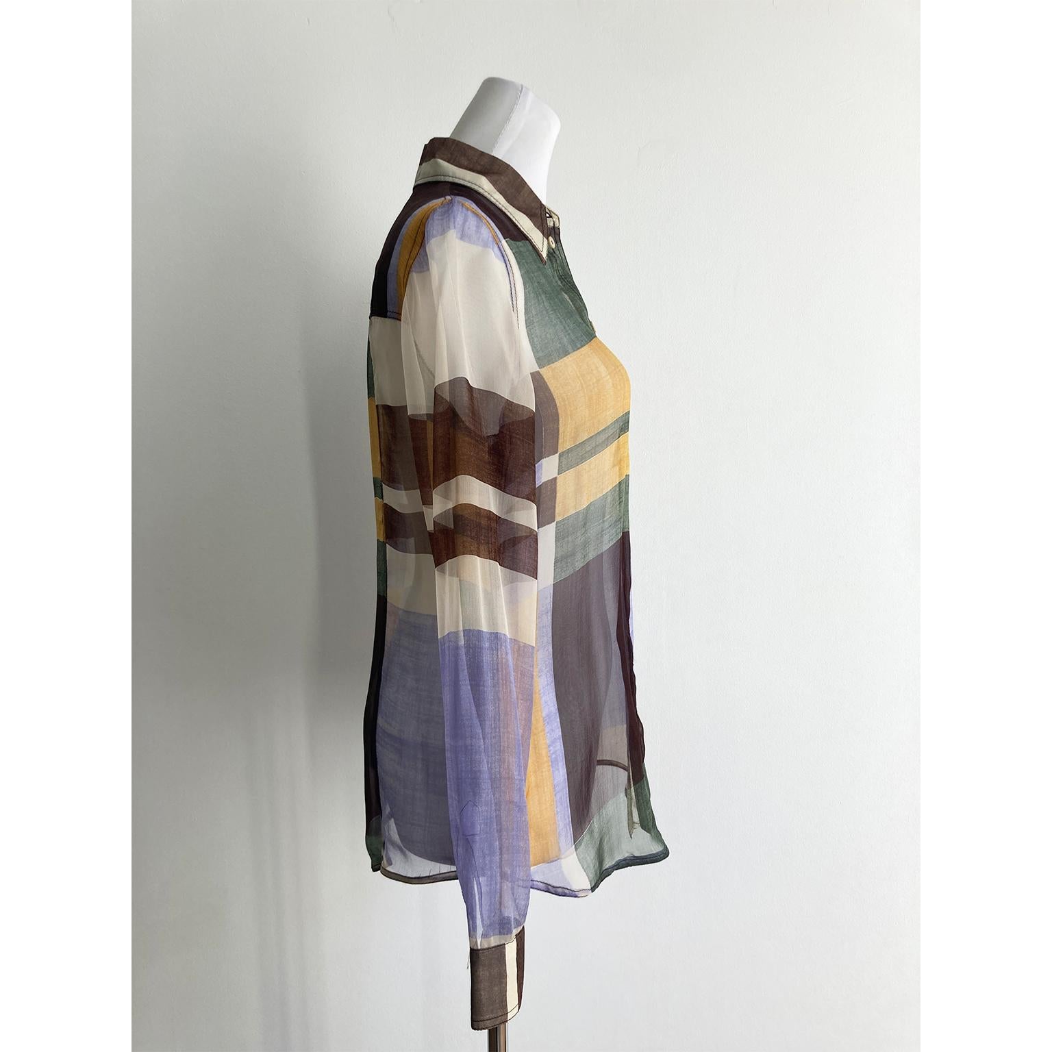 Prada Colour Block Silk Shirt Blouse Iconic collection AW 1996 1