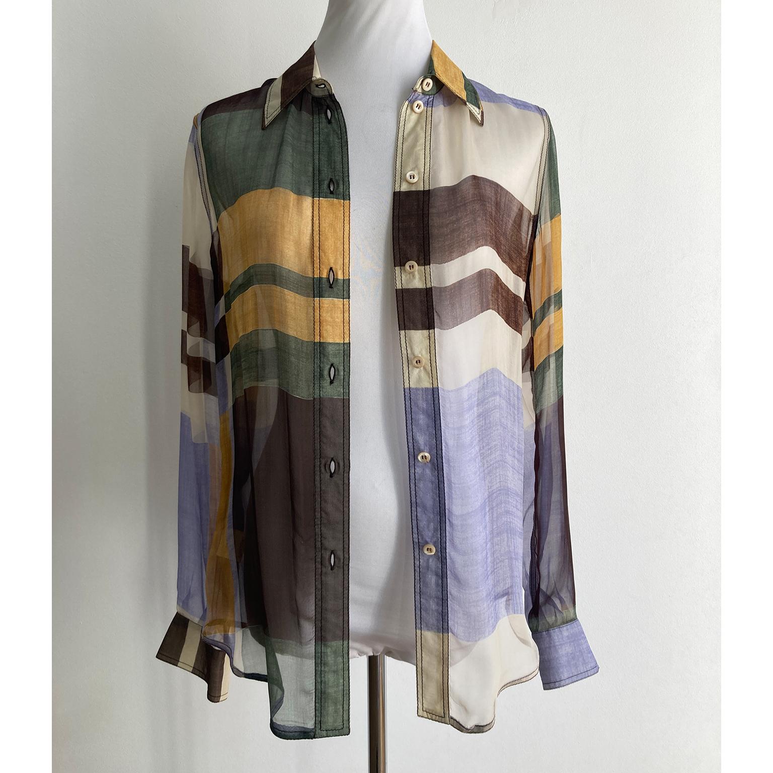 Prada Colour Block Silk Shirt Blouse Iconic collection AW 1996 2