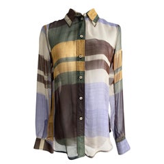 Vintage Prada Colour Block Silk Shirt Blouse Iconic collection AW 1996